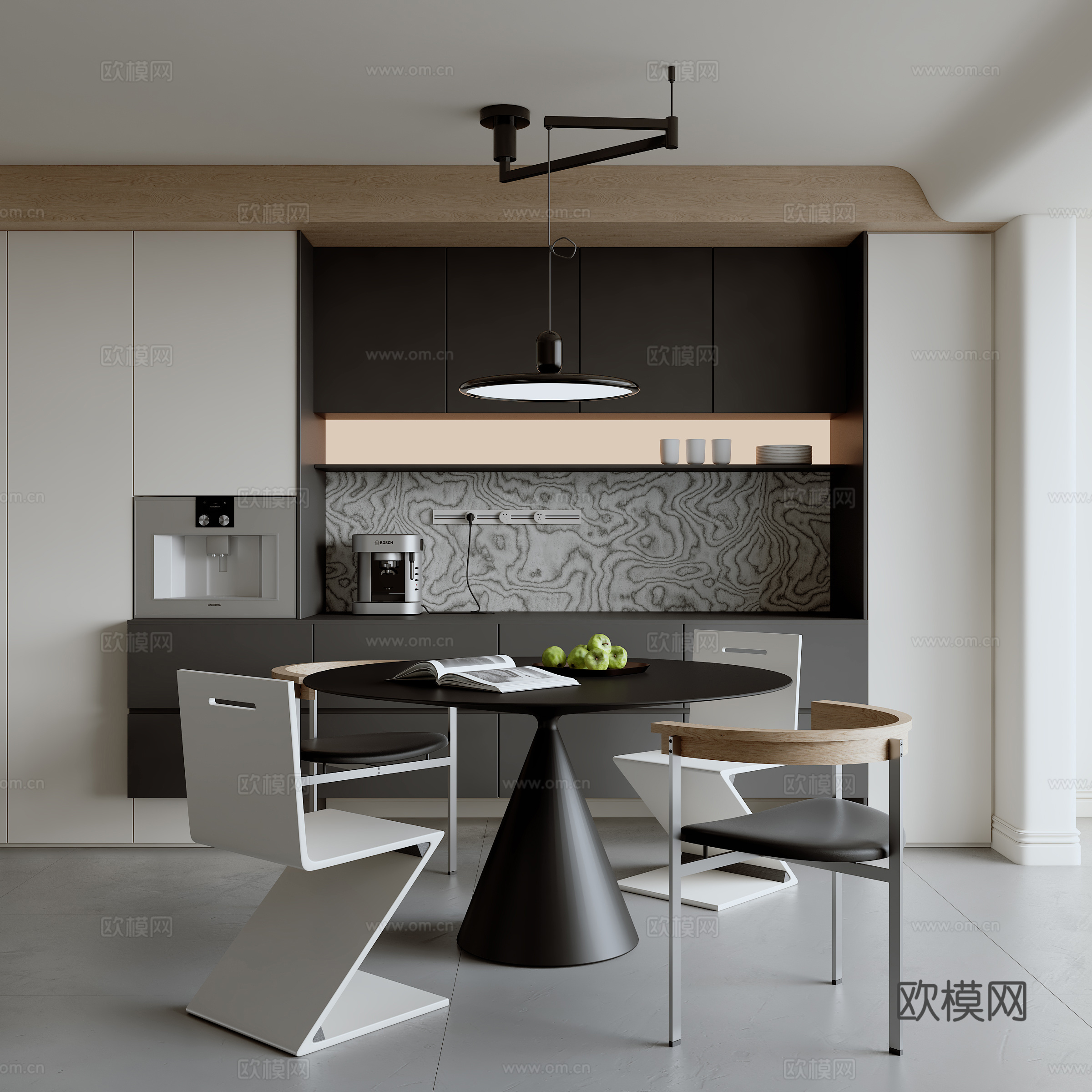 现代极简餐厅su模型