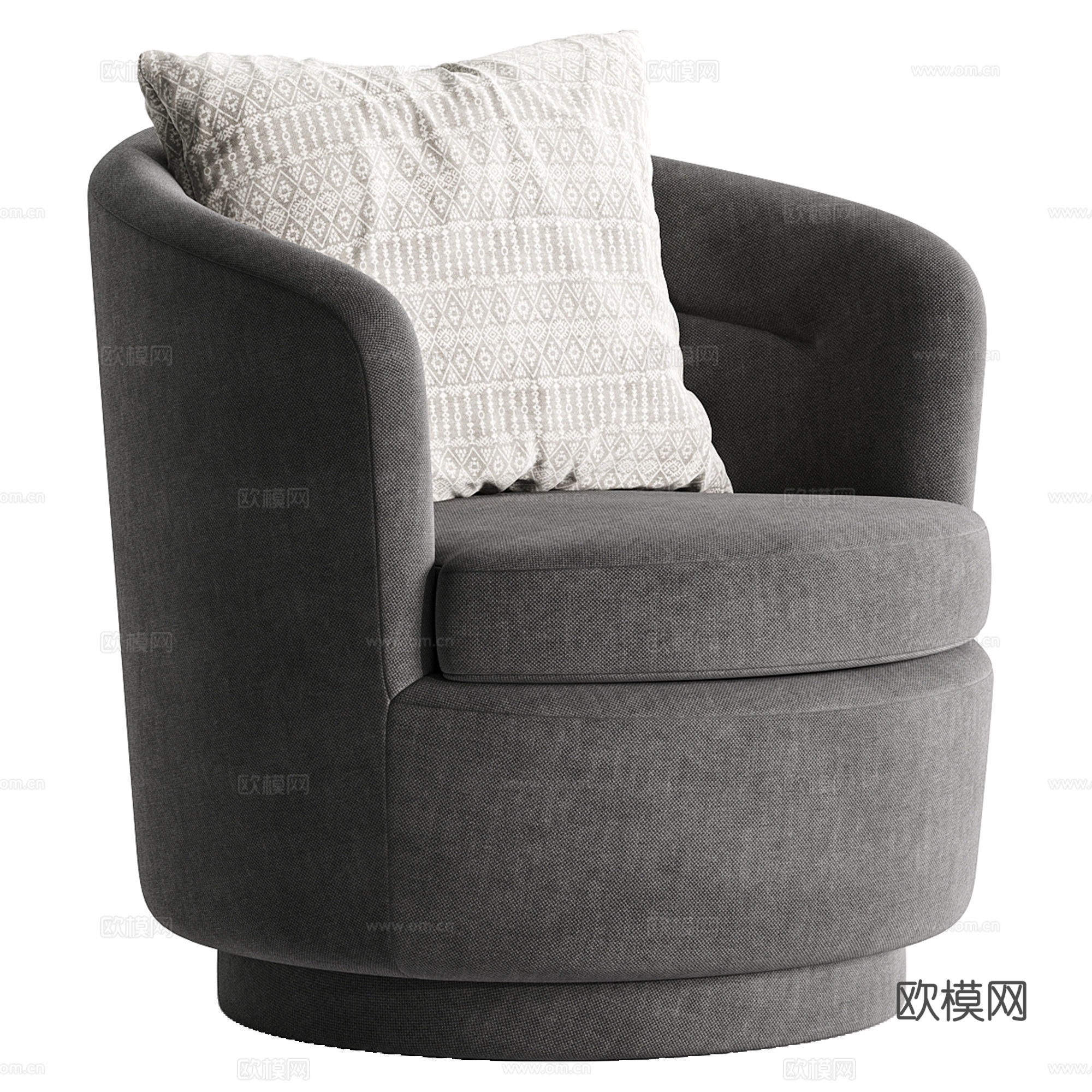 现代奶油风布艺扶手椅3d模型