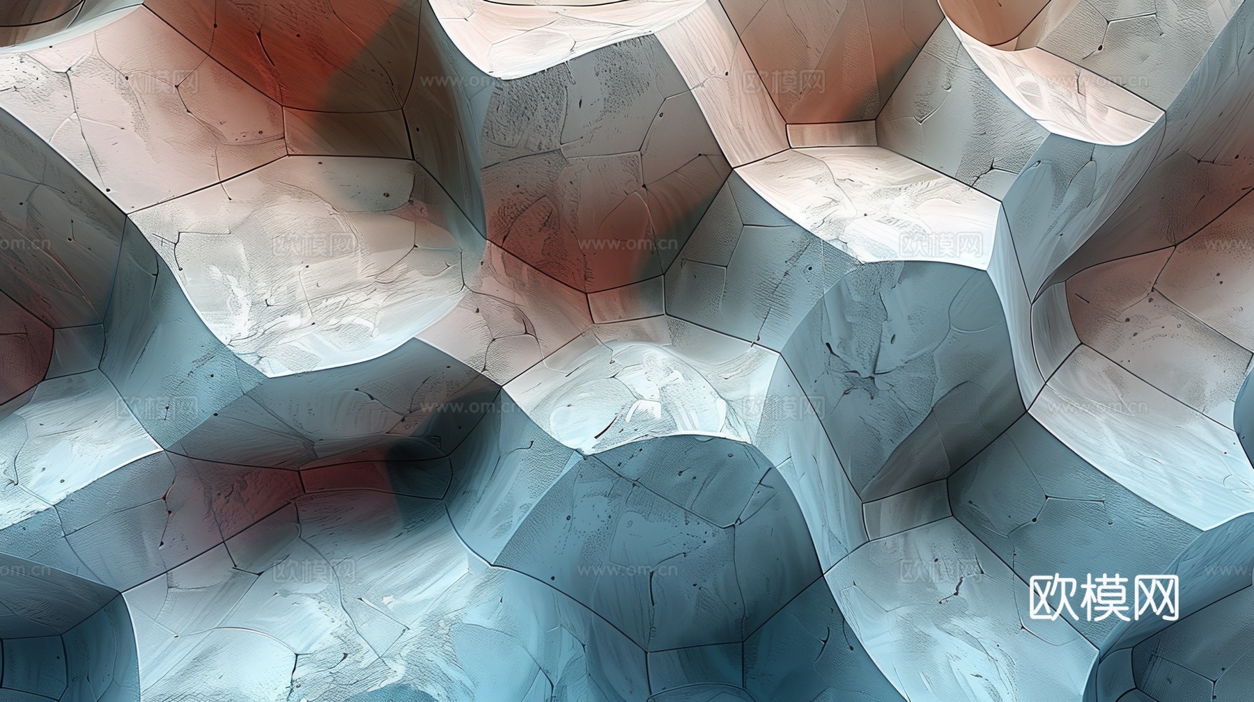 3D浮雕立体砖墙背景下载（渲染图3）