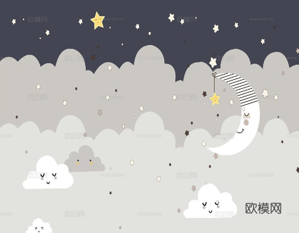 卡通 太空 动物  肌理墙布 壁纸无缝贴图