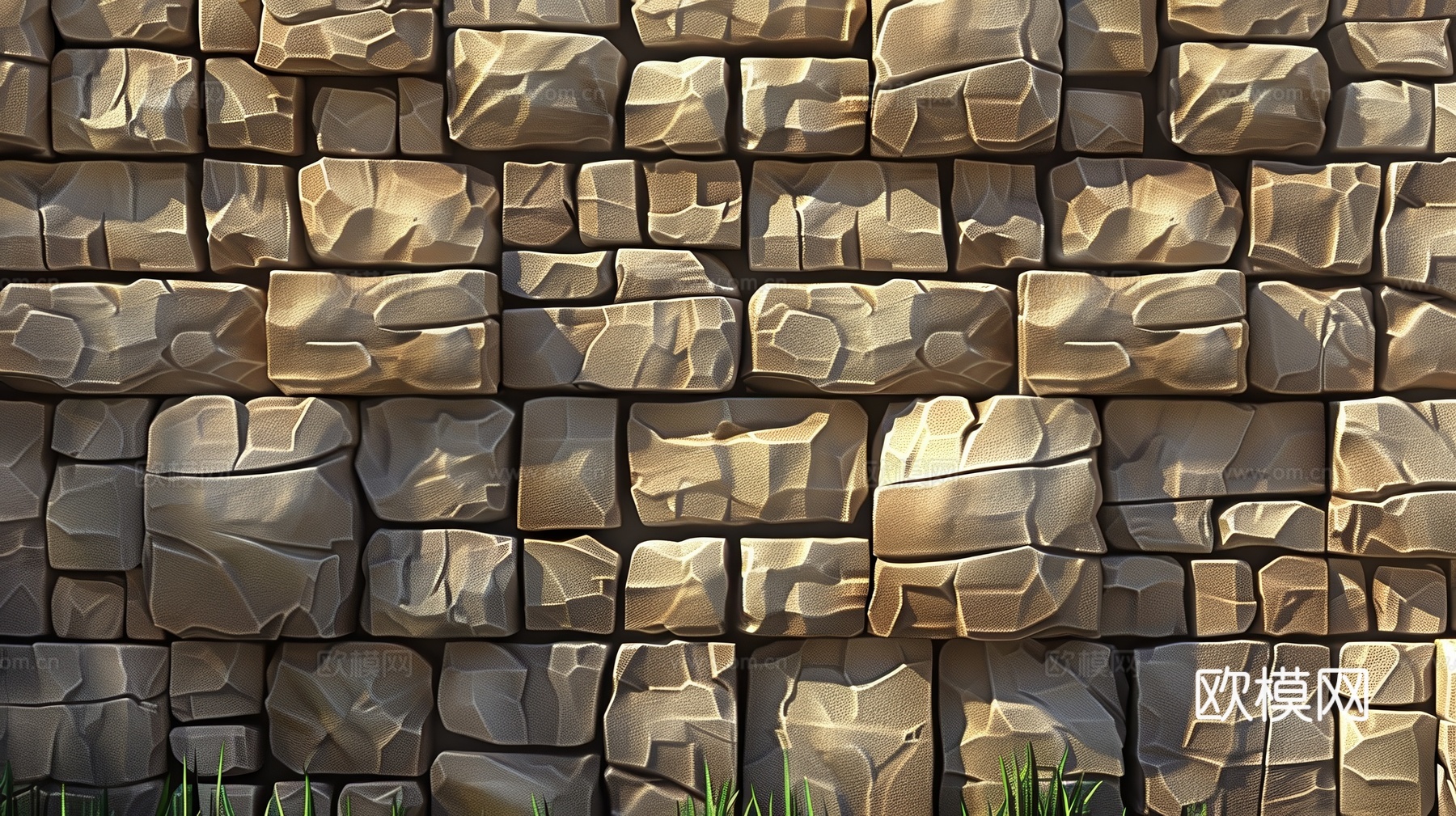 3D浮雕立体砖墙背景下载（渲染图7）