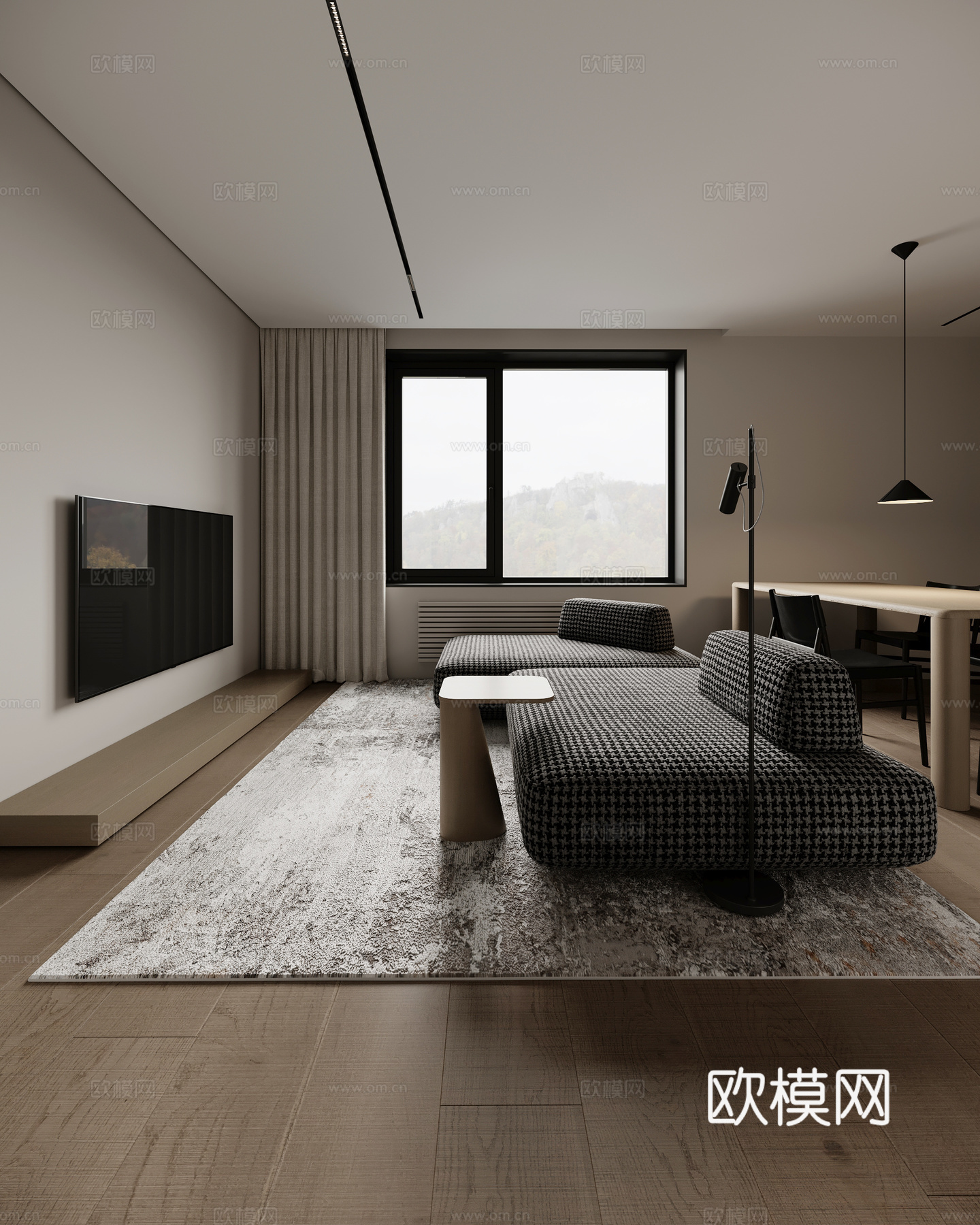 现代客餐厅 客厅 沙发 餐桌椅3d模型