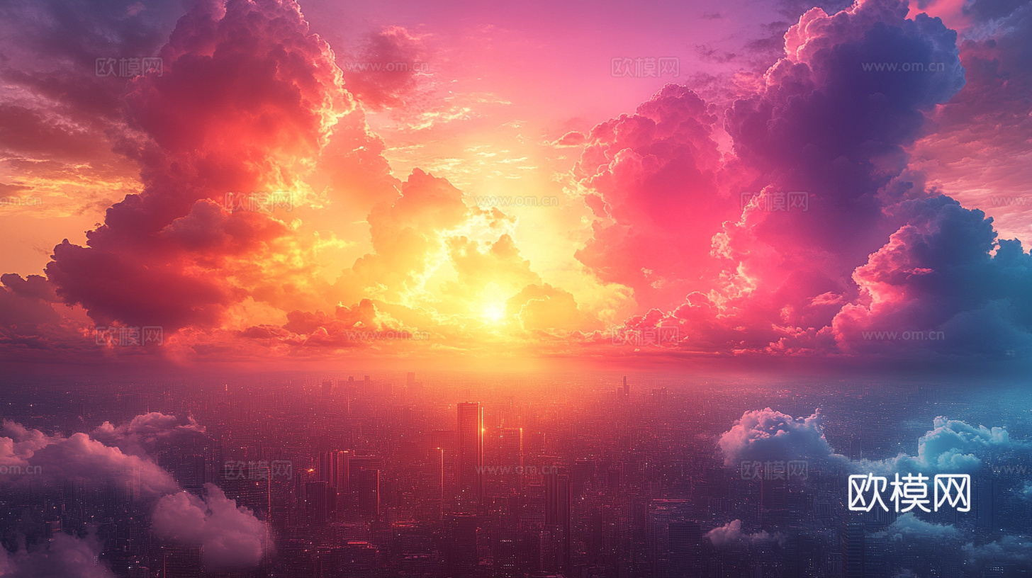 梦幻云彩科幻电视屏幕