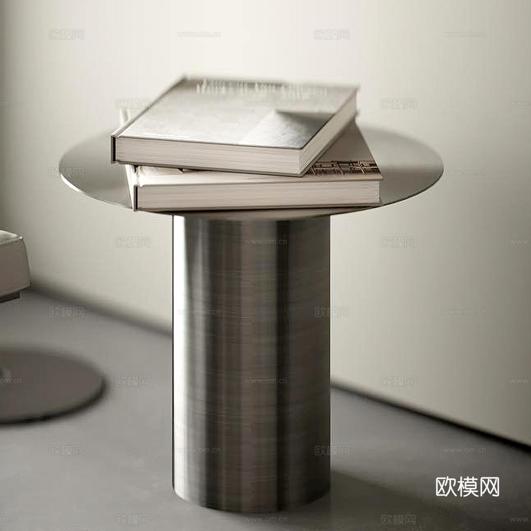 现代边几 金属角几 书籍摆件3d模型