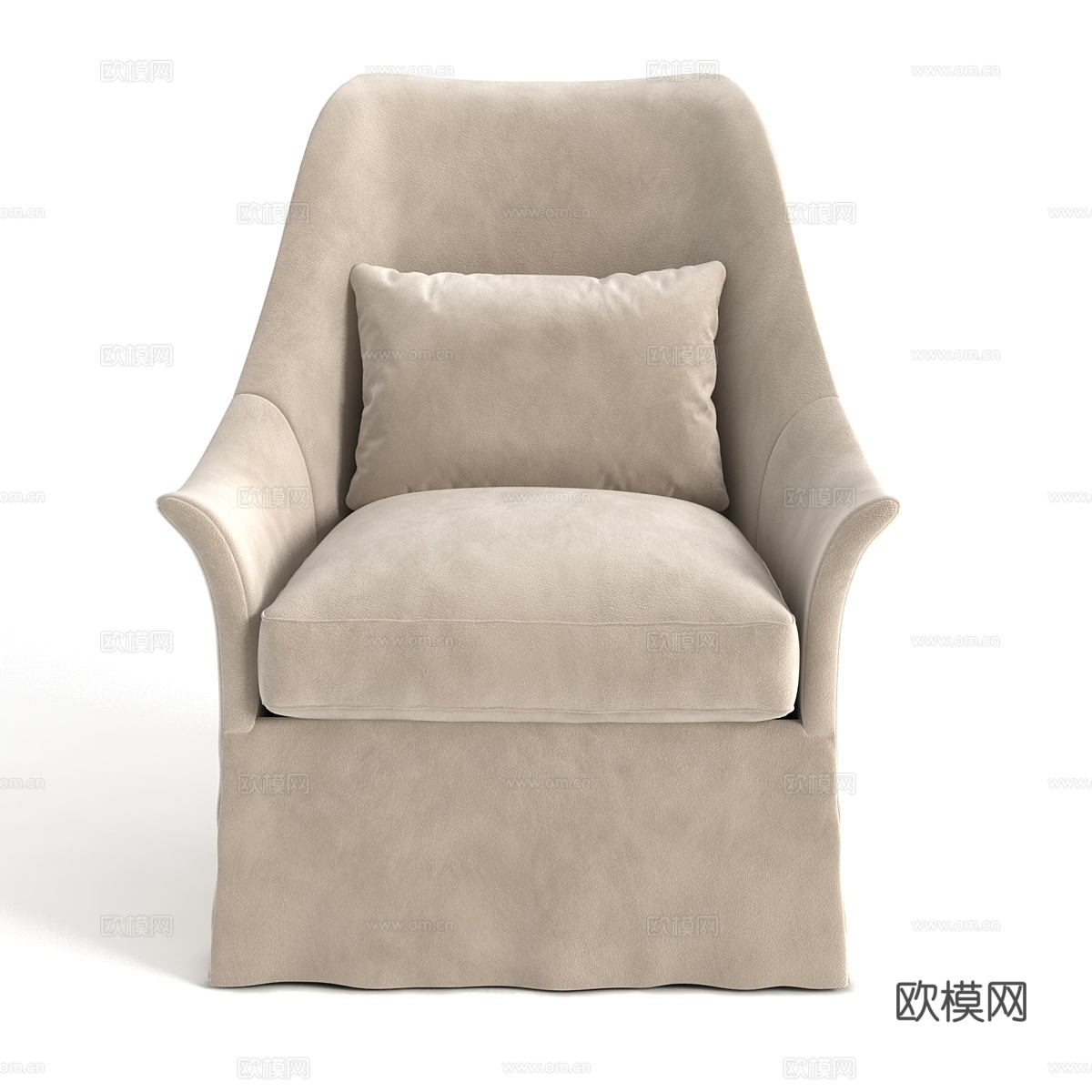 美式简约布艺沙发椅3d模型