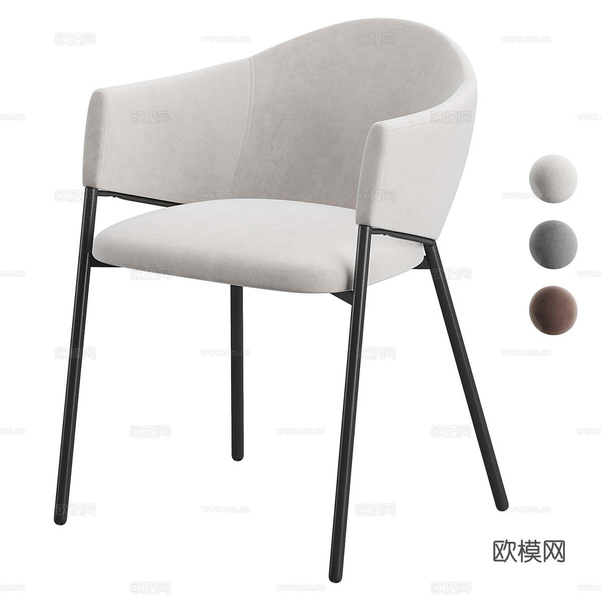 现代极简布艺餐椅3d模型
