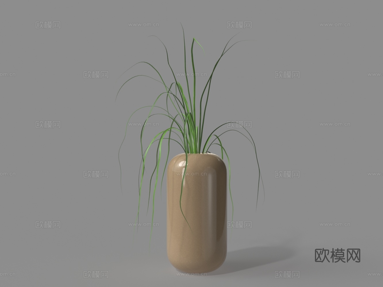 现代陶瓷柱形黄色花瓶3d模型