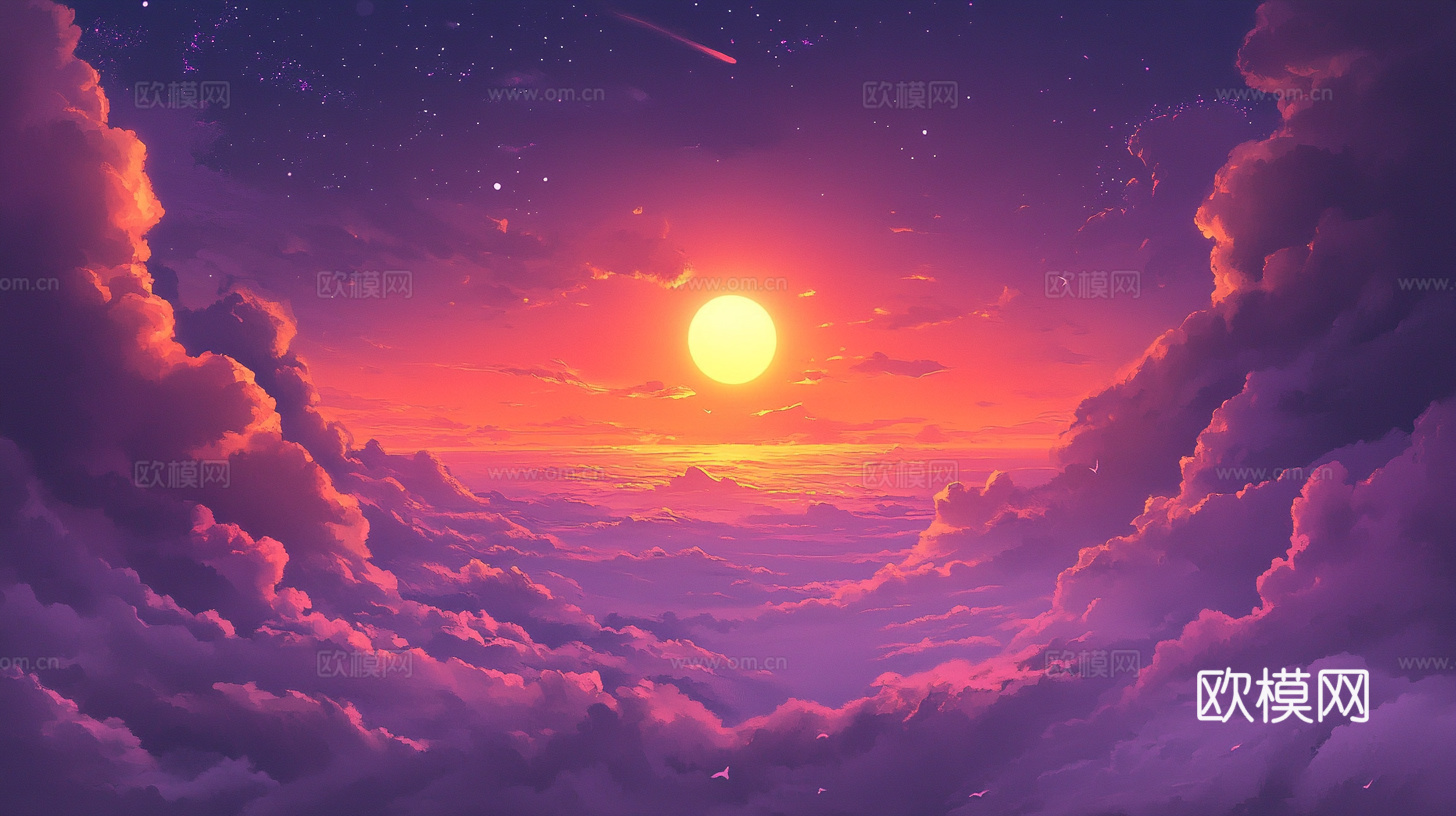 梦幻云彩科幻电视屏幕