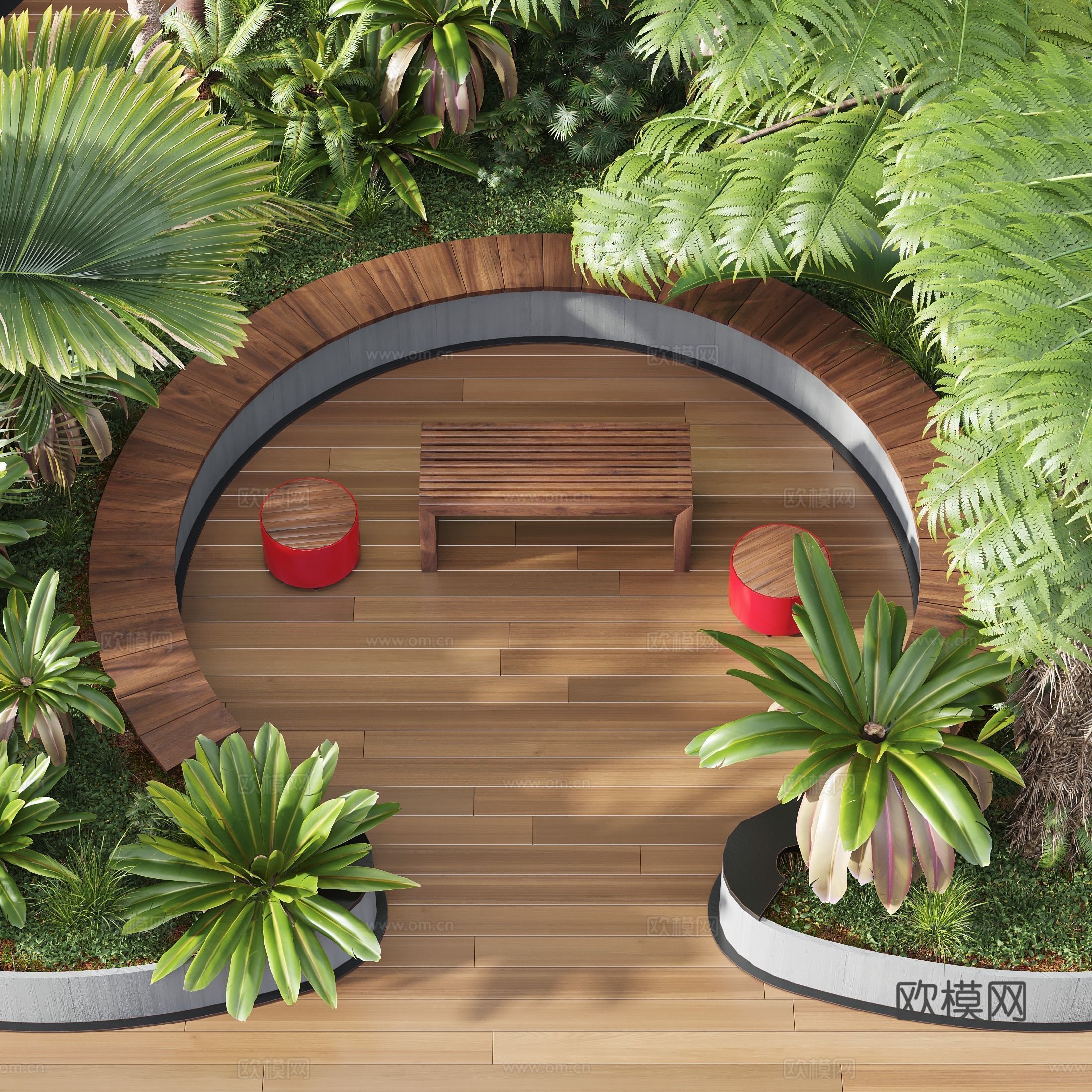现代公园局部景观3d模型