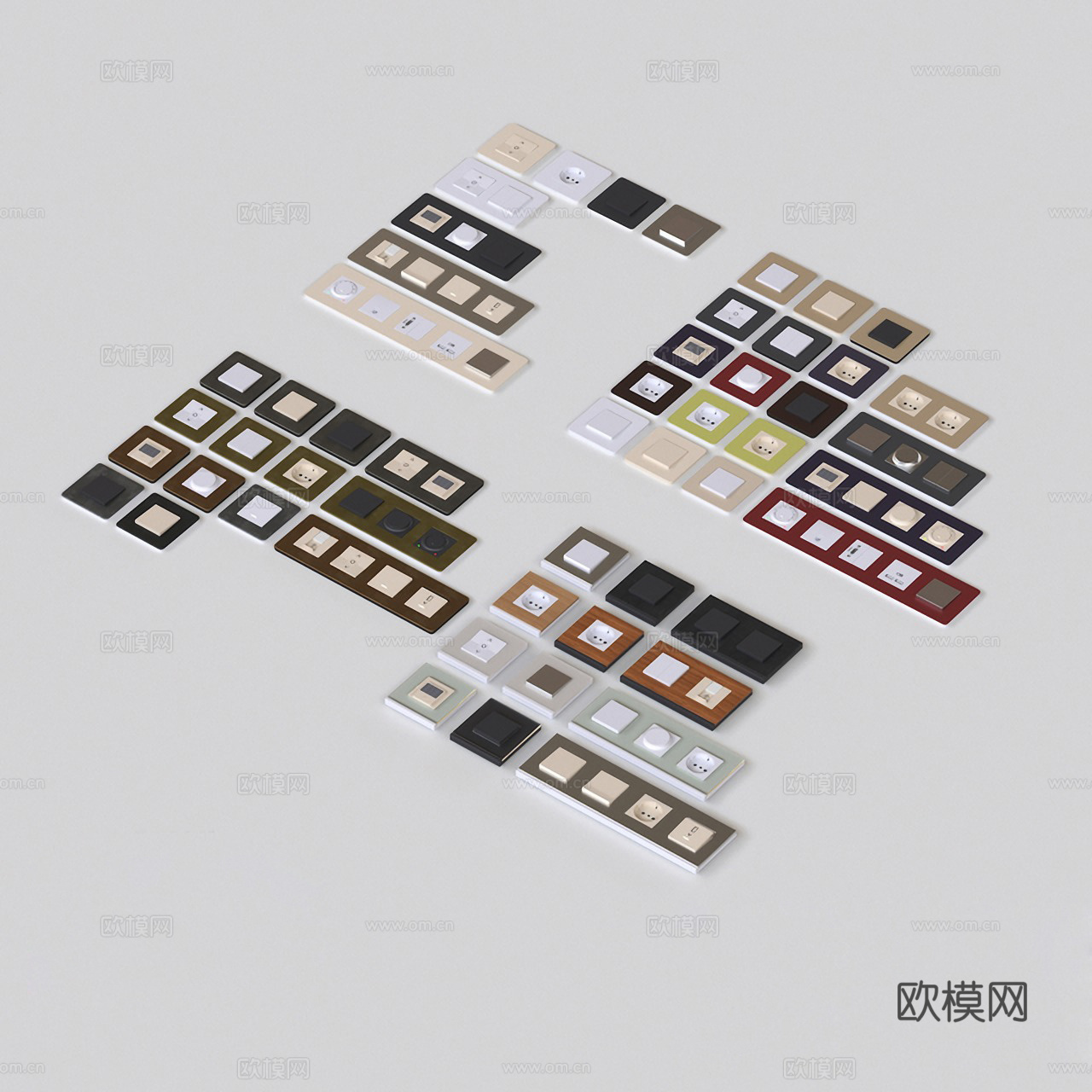 现代开关 插座 插排3d模型