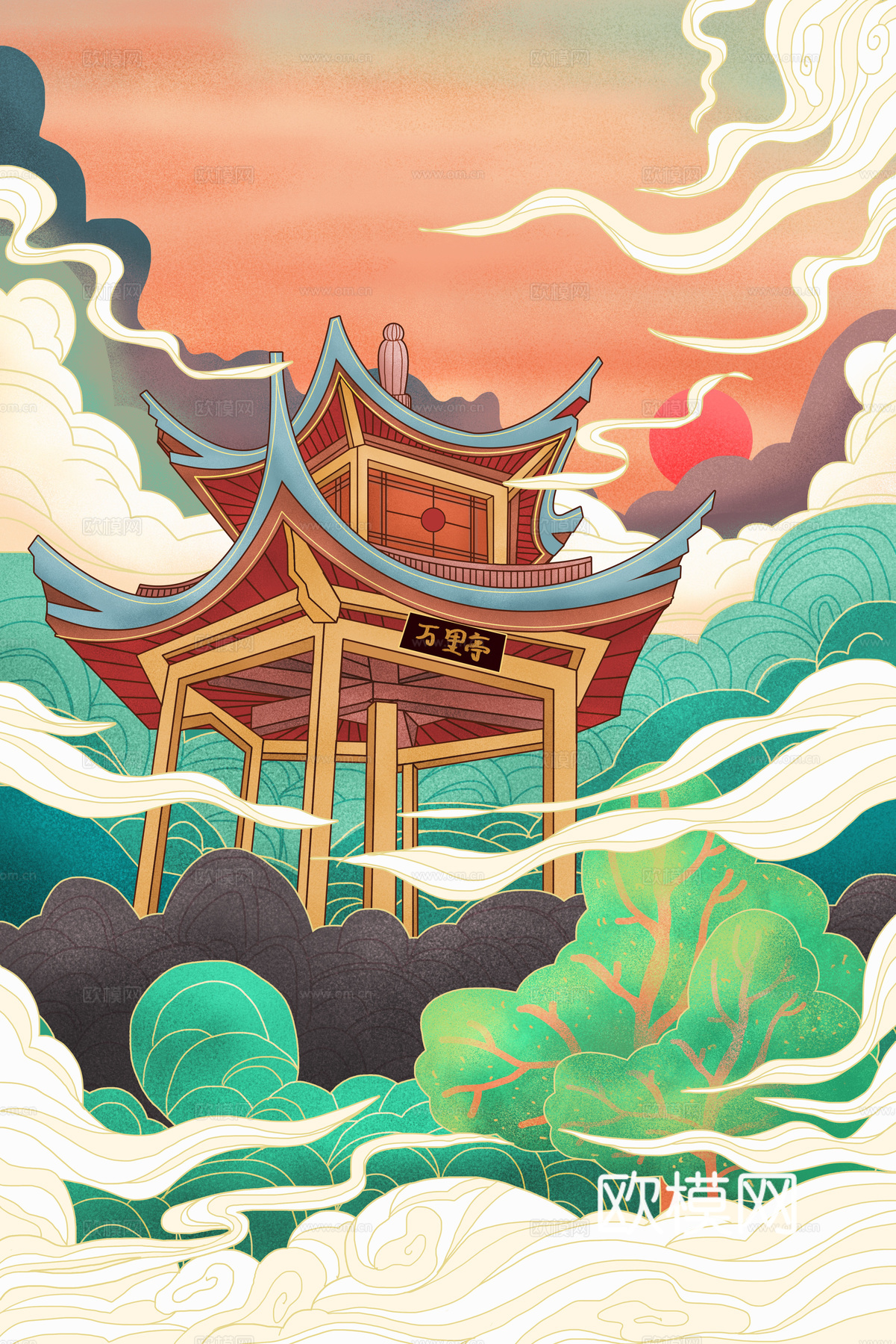 古风国潮城市壁纸