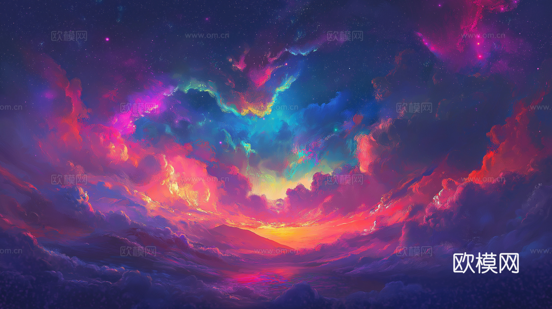 梦幻云彩科幻电视屏幕