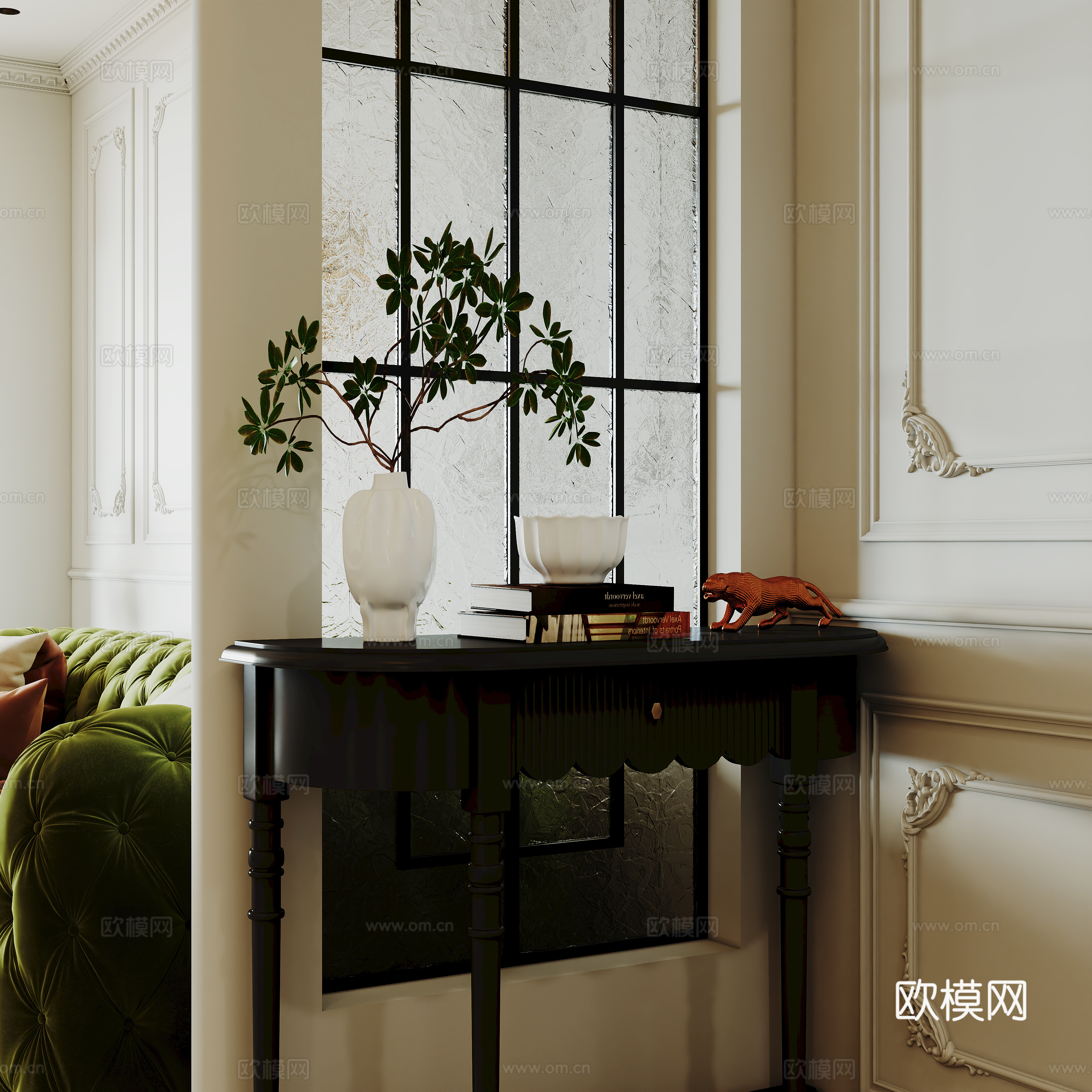 法式奶油风客餐厅3d模型