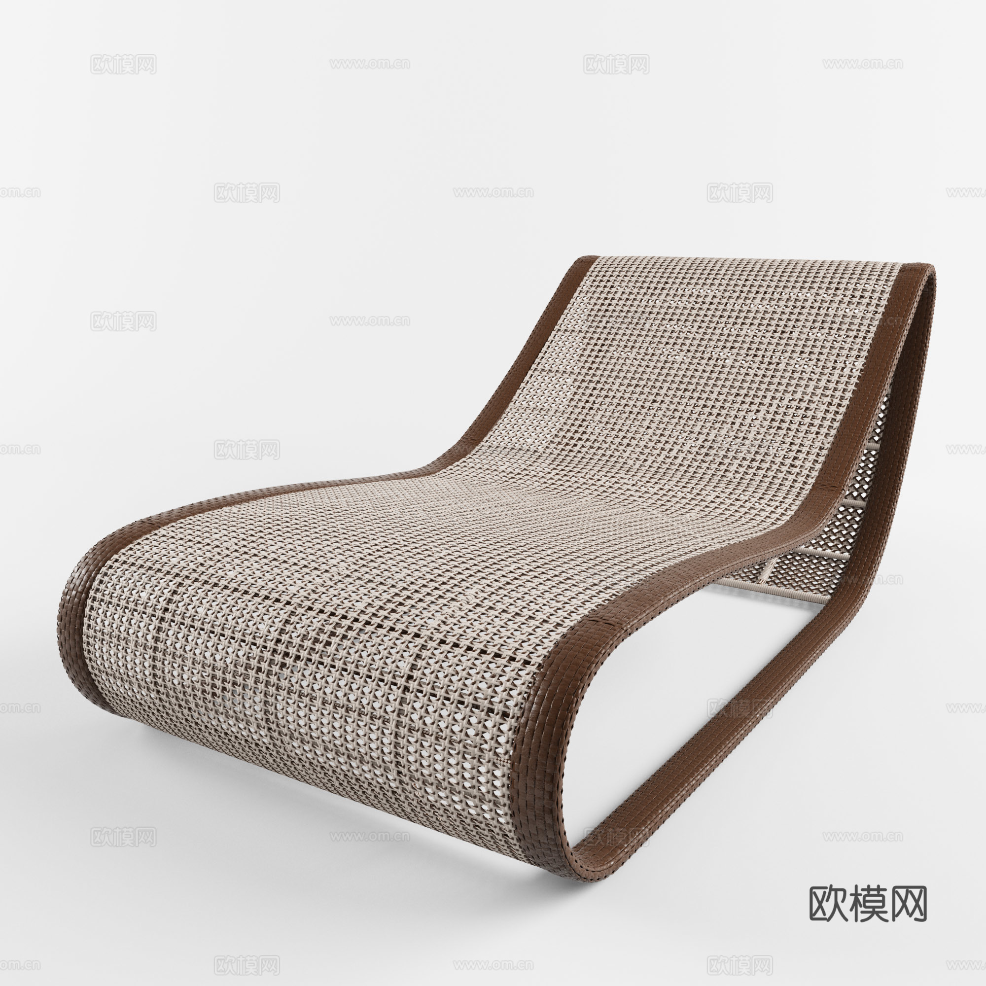 新中式藤编躺椅3d模型