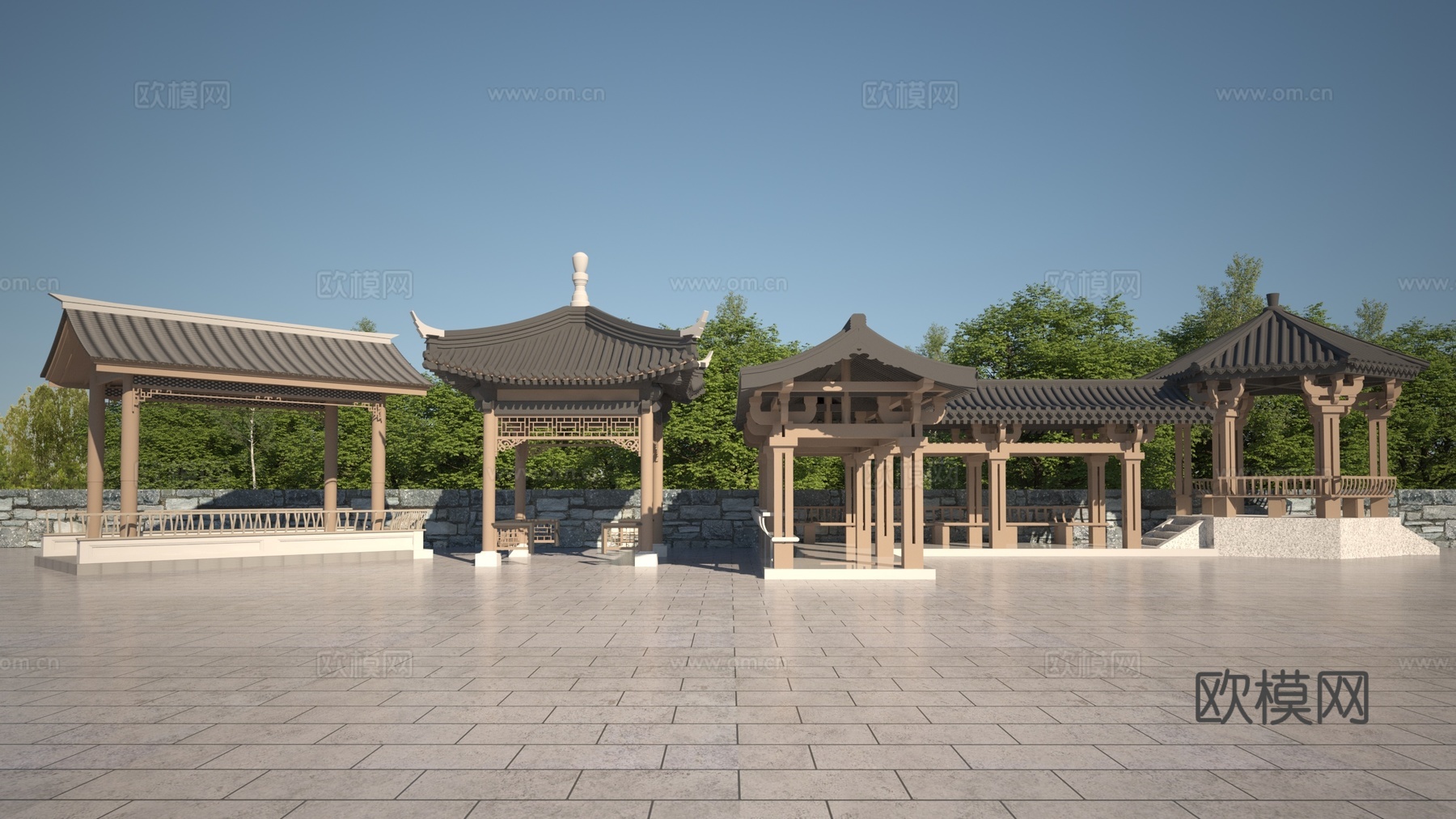 中式亭子3d模型