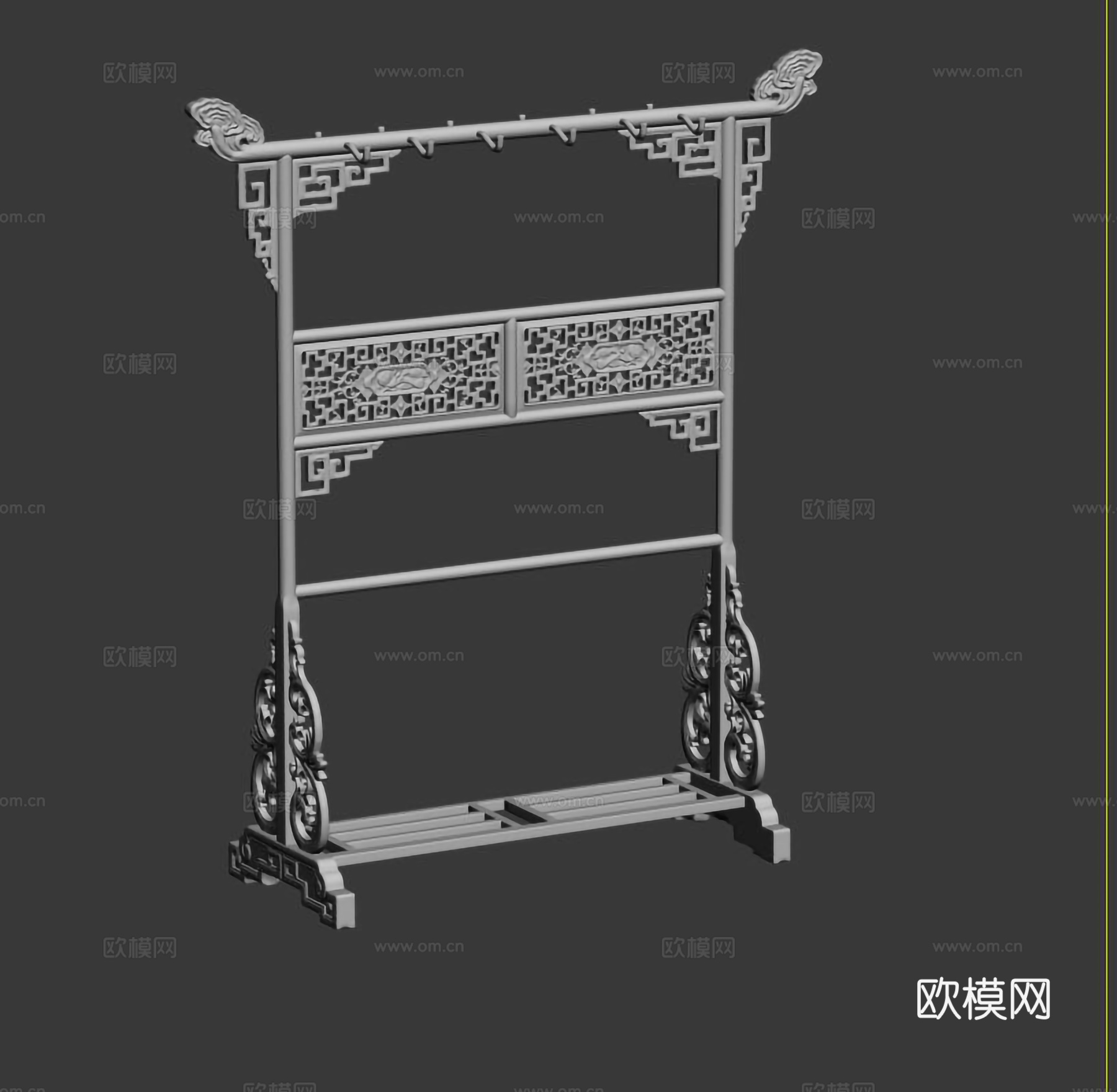 中式衣架 挂衣架 鞋架 屏风3d模型