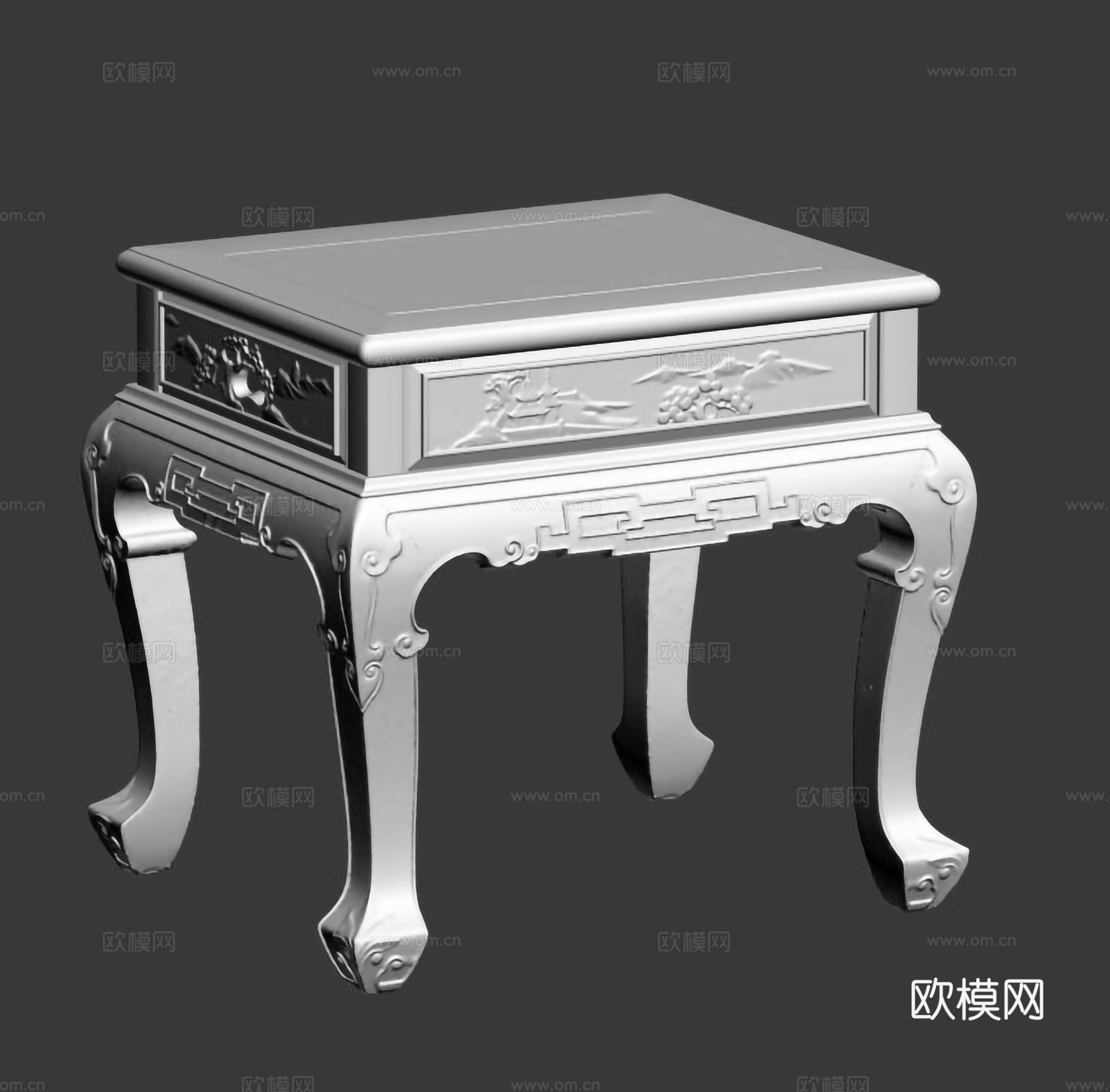 中式客厅茶几 雕花茶几 欧式桌腿 实木红木3d模型