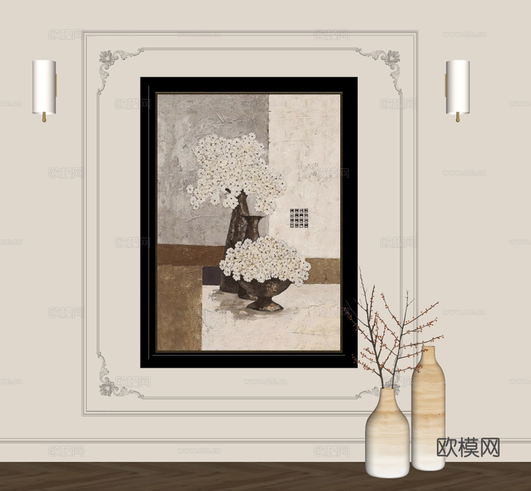 法式中古挂画su模型
