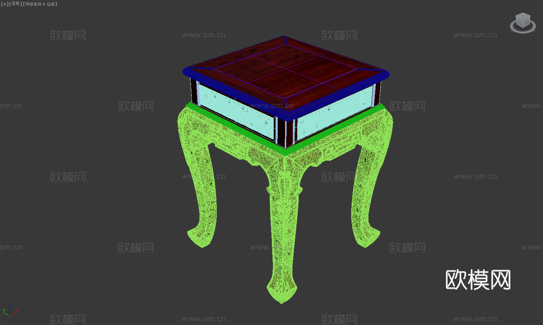 中式花架 雕花 欧式桌腿 实木红木3d模型