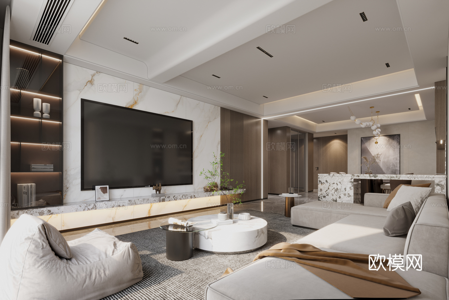 現(xiàn)代客餐廳3d模型下載（渲染圖1）