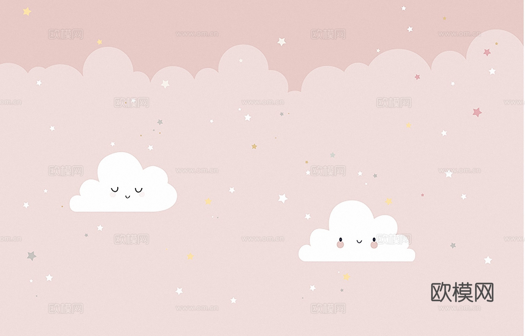 卡通 太空 动物  肌理墙布 壁纸无缝贴图