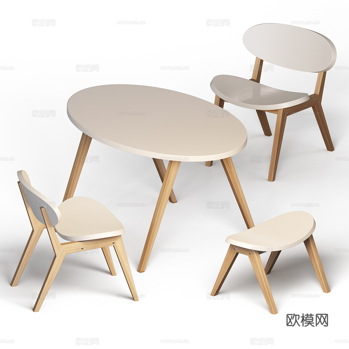 现代北欧儿童桌椅3d模型
