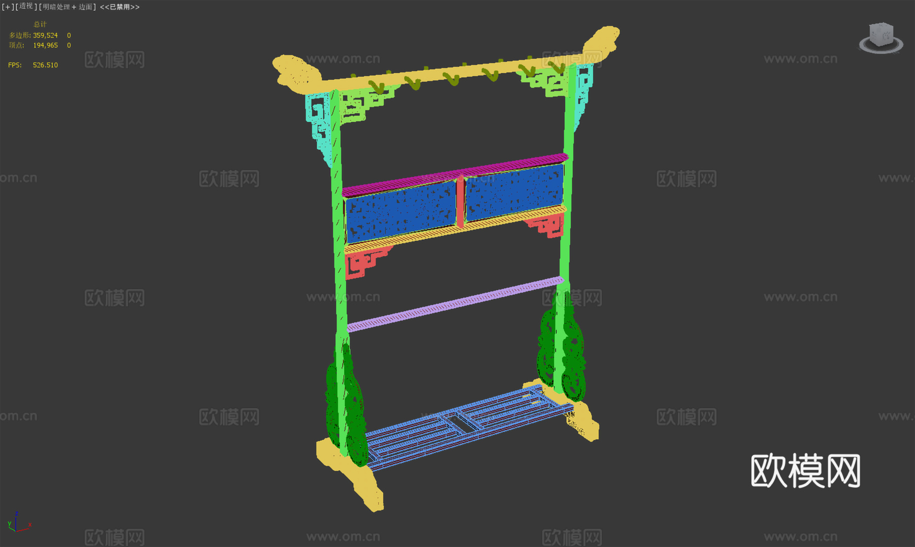 中式衣架 挂衣架 鞋架 屏风3d模型