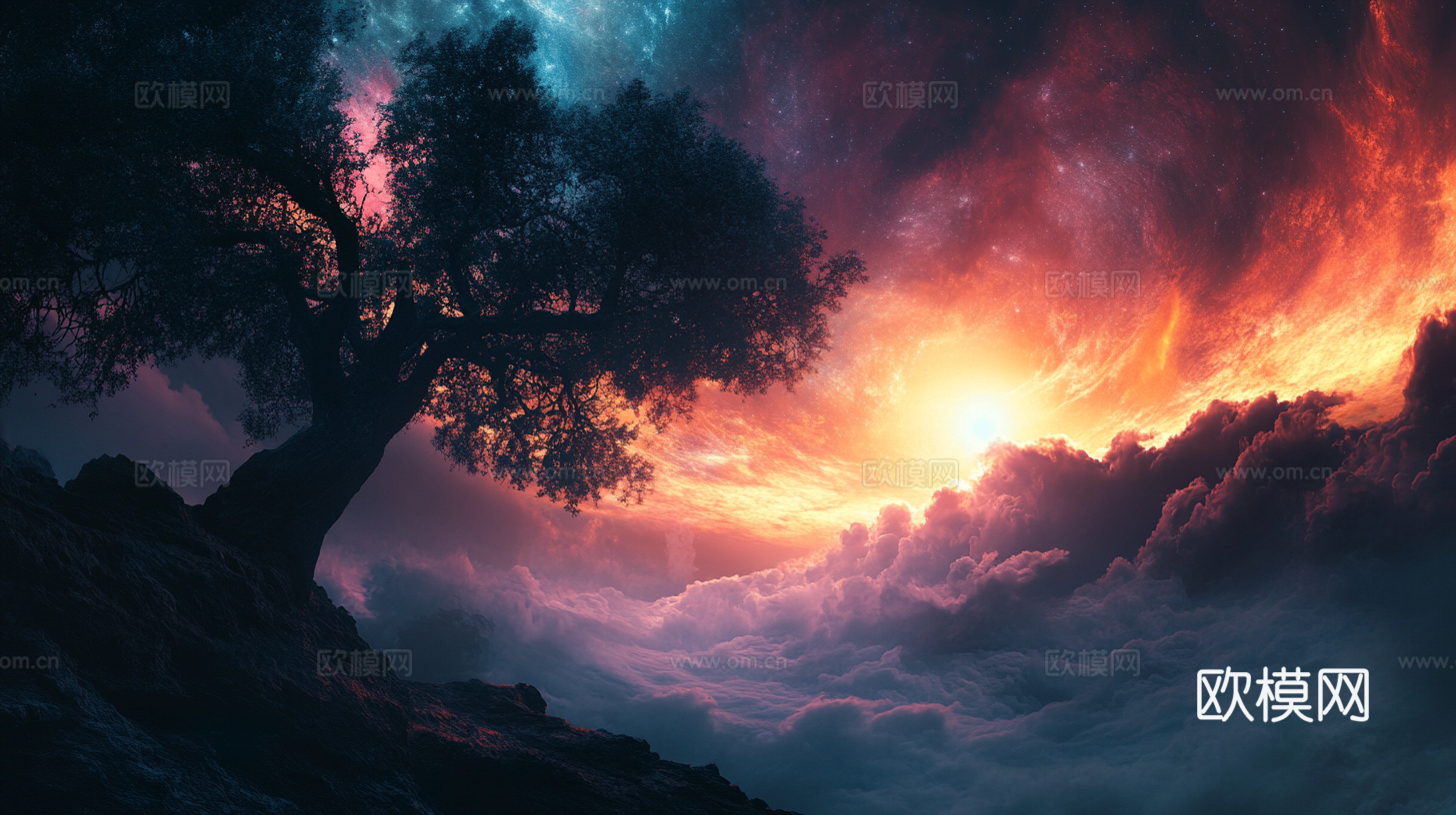 梦幻云彩科幻电视屏幕