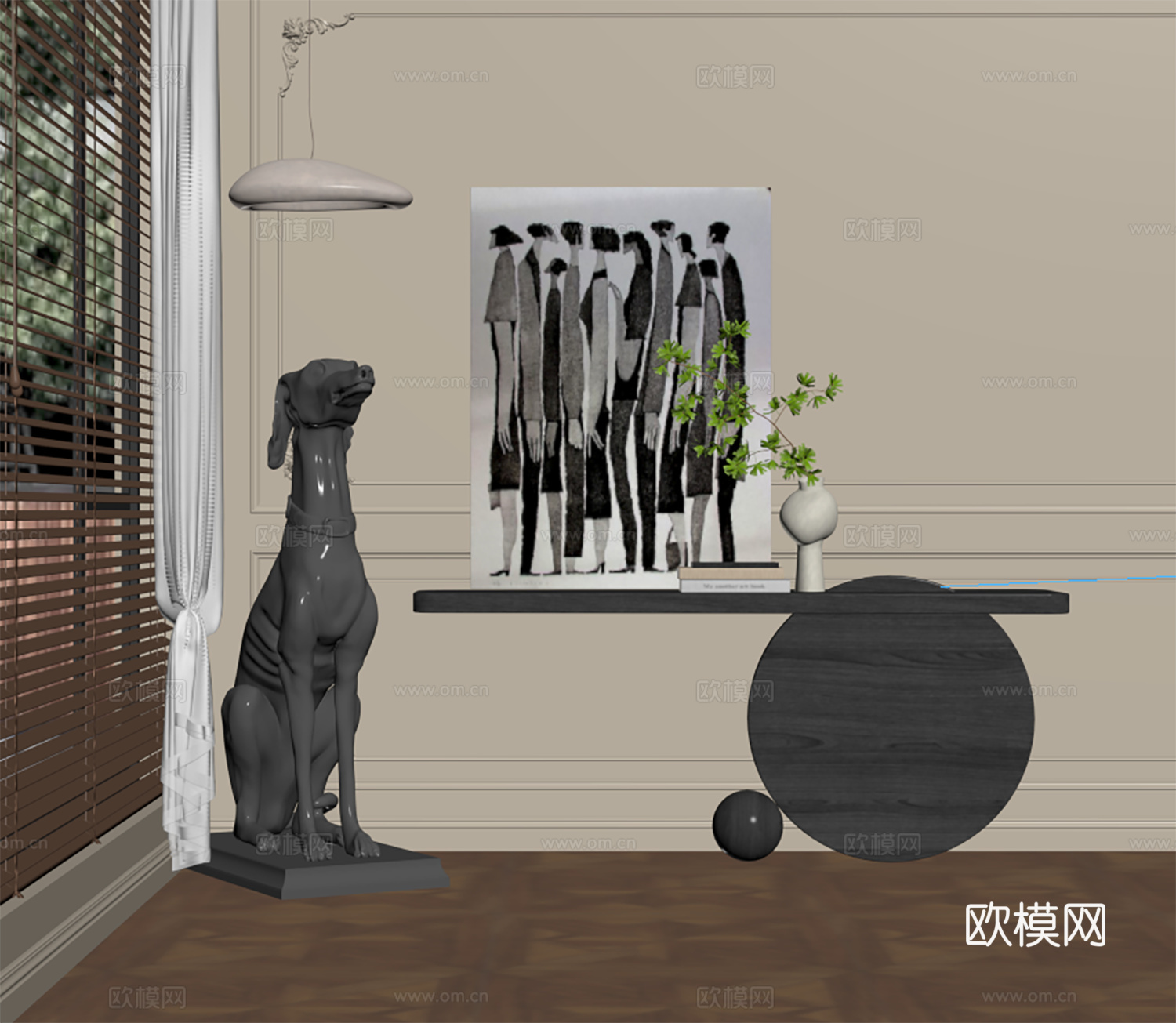 中古复古玄关柜 端景柜玄关柜su模型