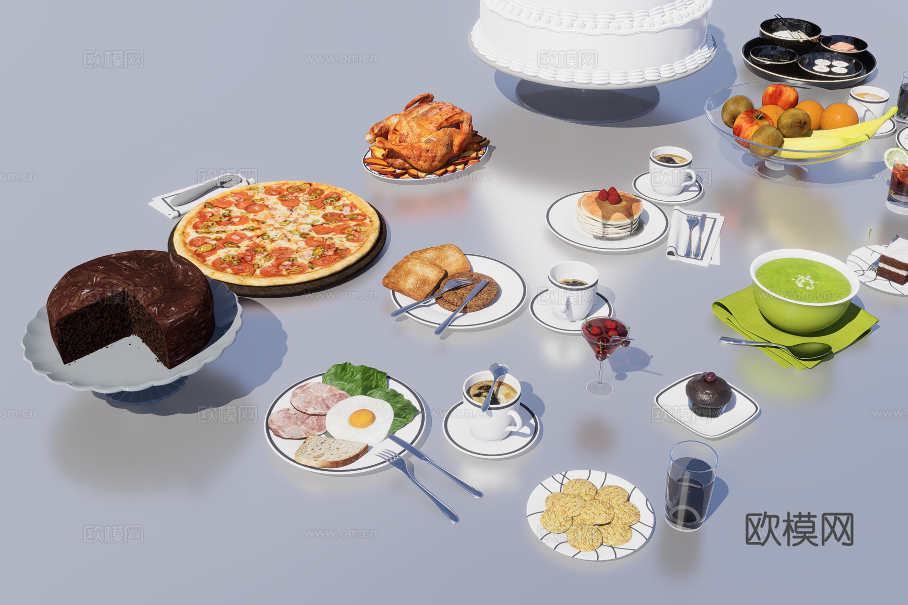 西餐食物3d模型
