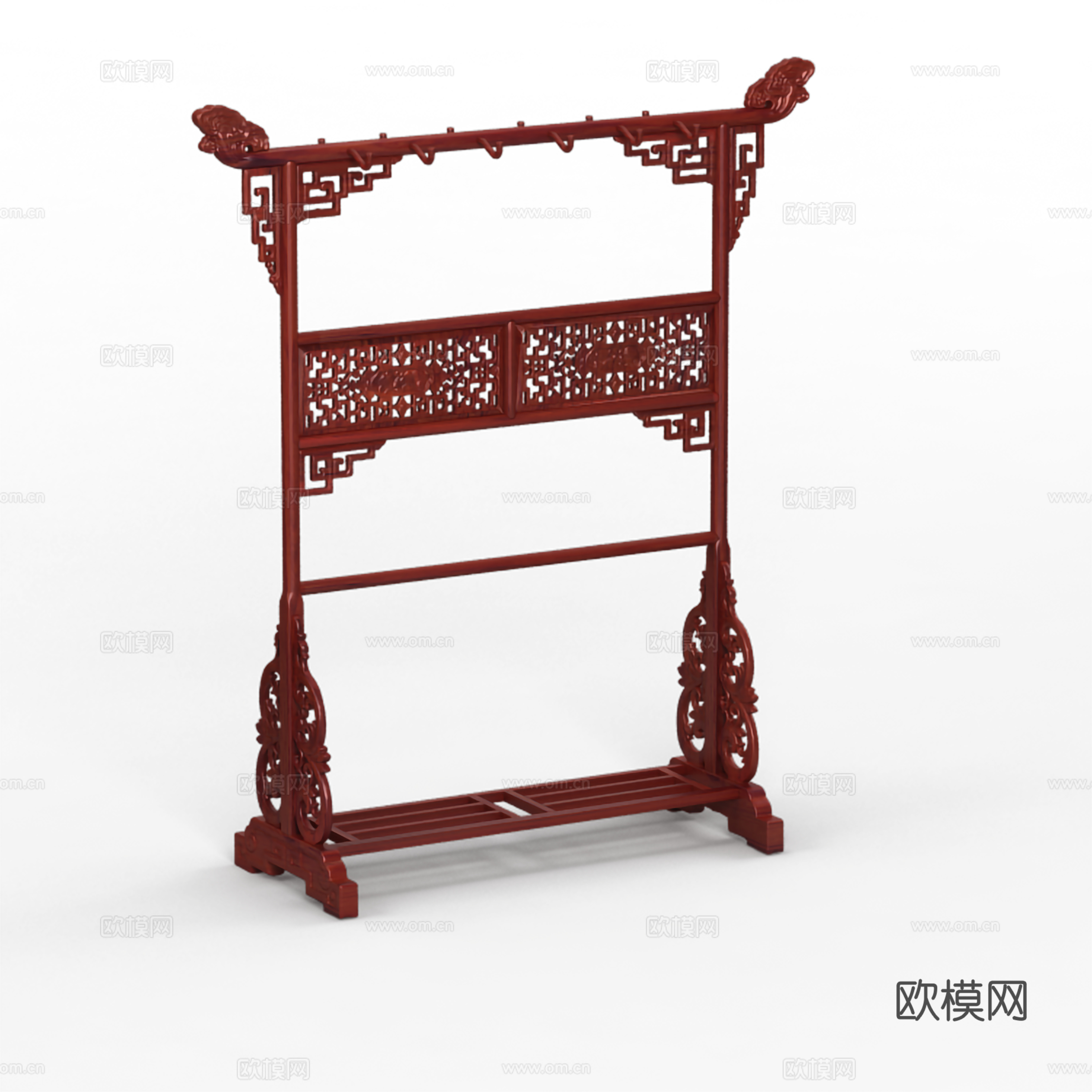 中式衣架 挂衣架 鞋架 屏风3d模型