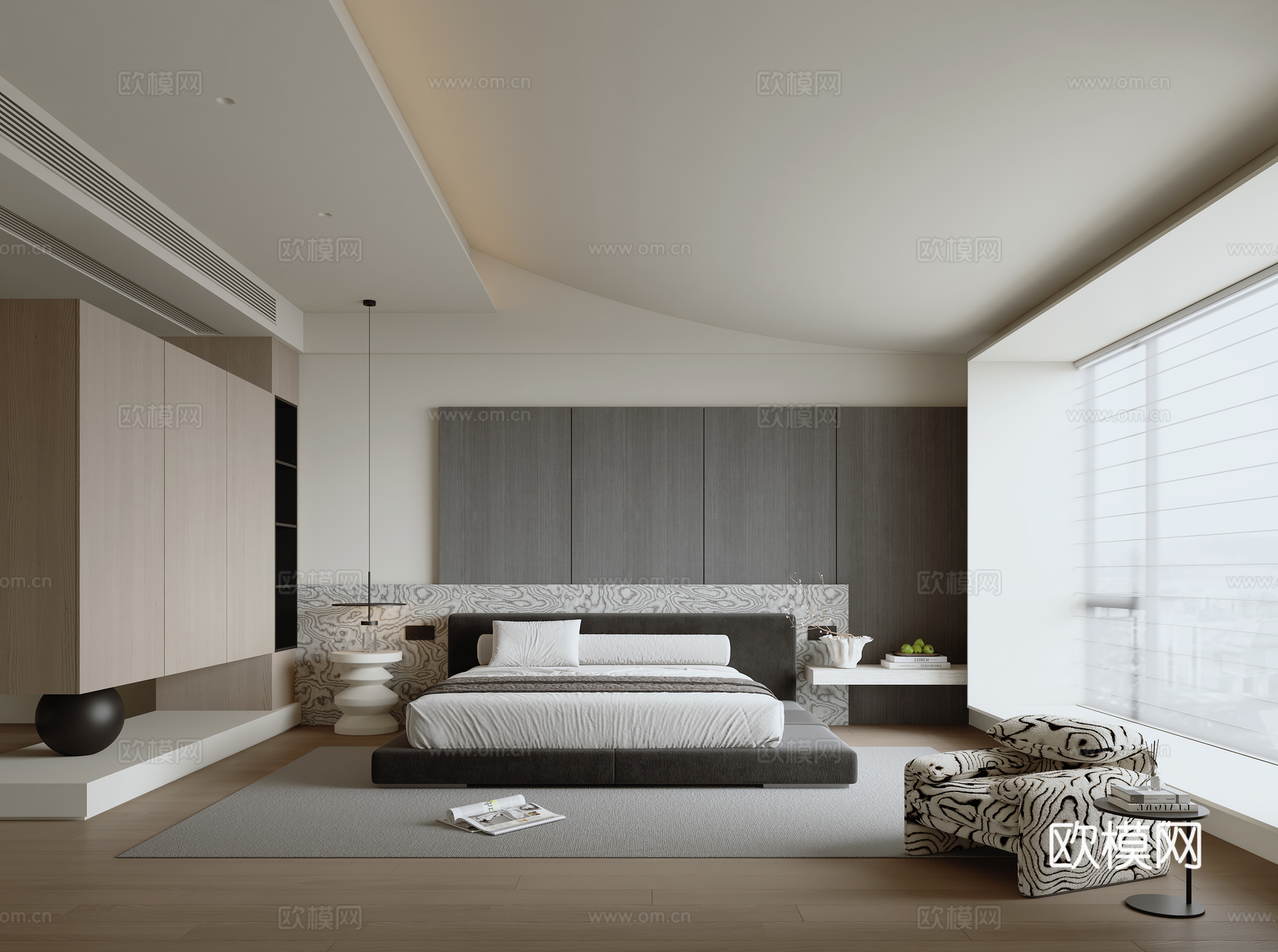 现代极简卧室su模型