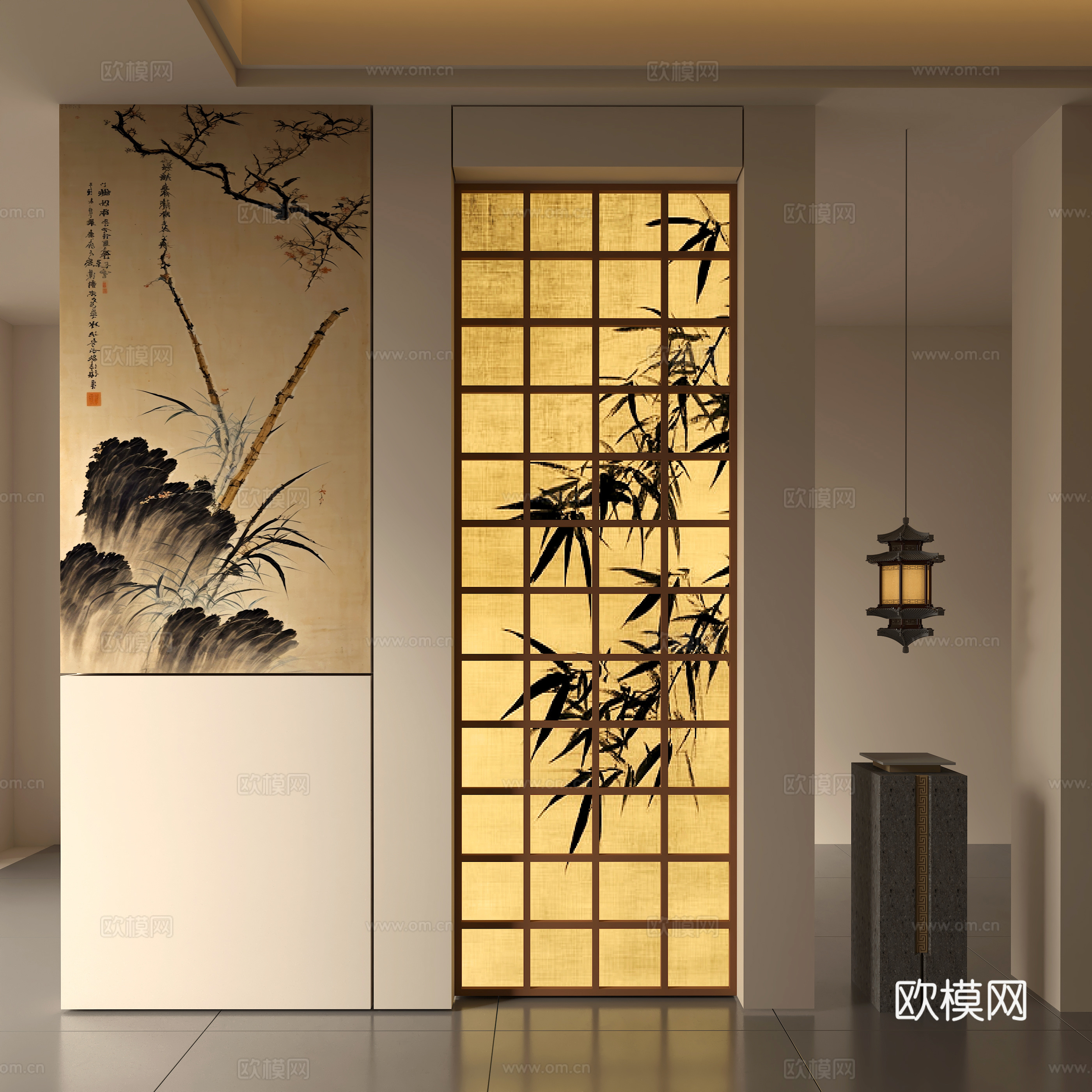 新中式入户玄关3d模型