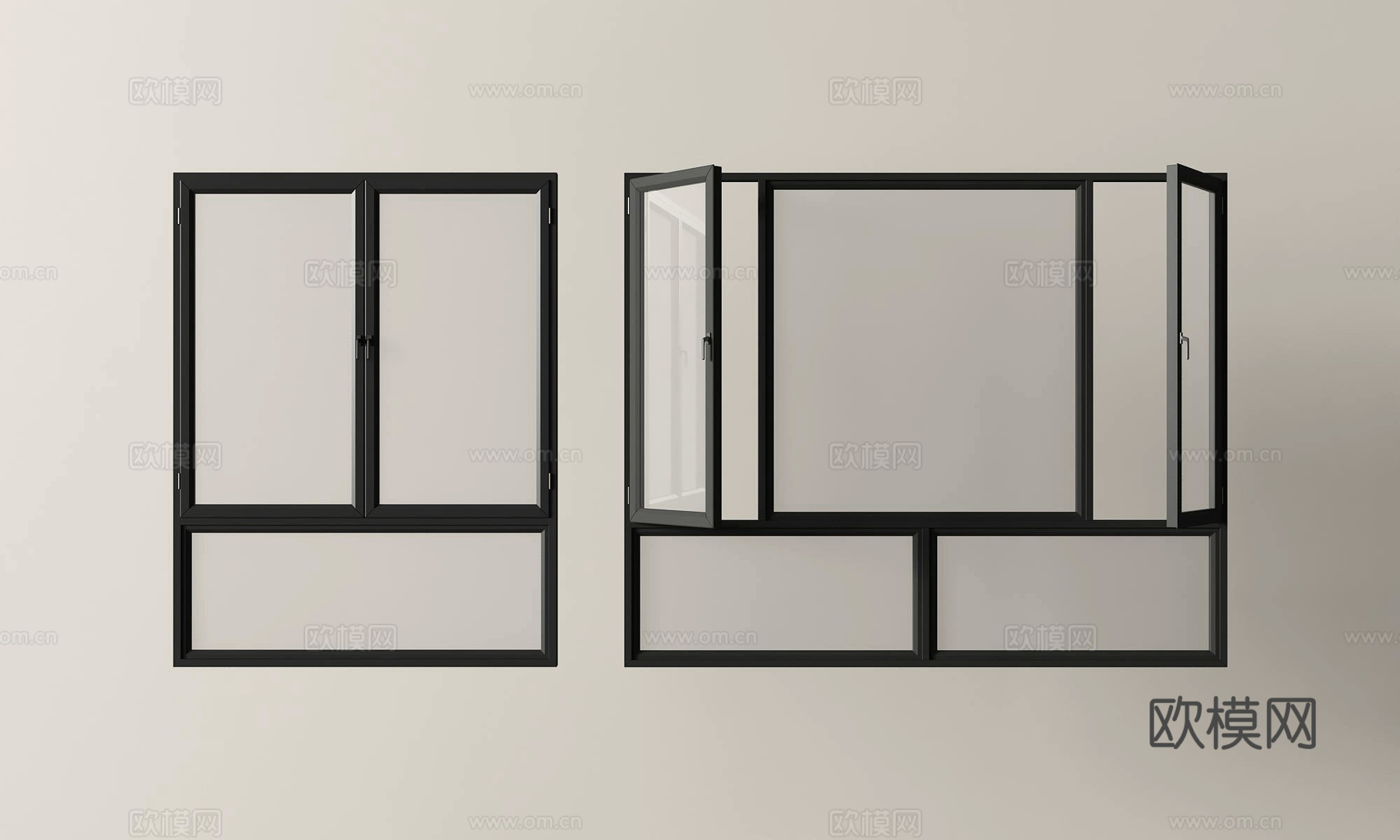 现代窗户折叠窗3d模型
