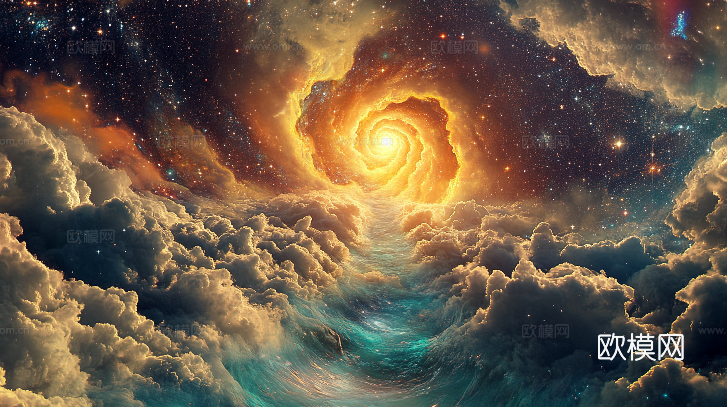 梦幻云彩科幻电视屏幕