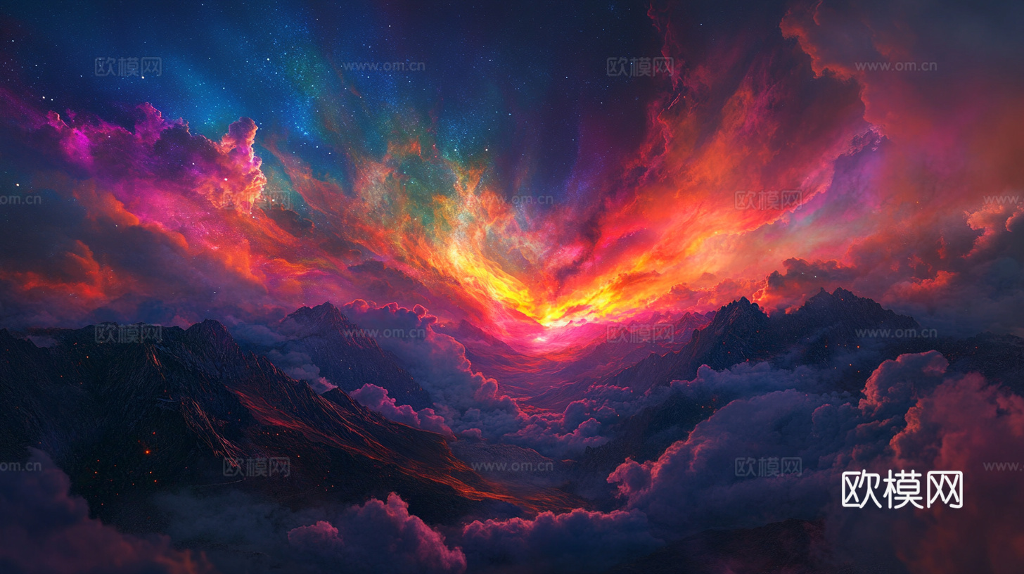 梦幻云彩科幻电视屏幕