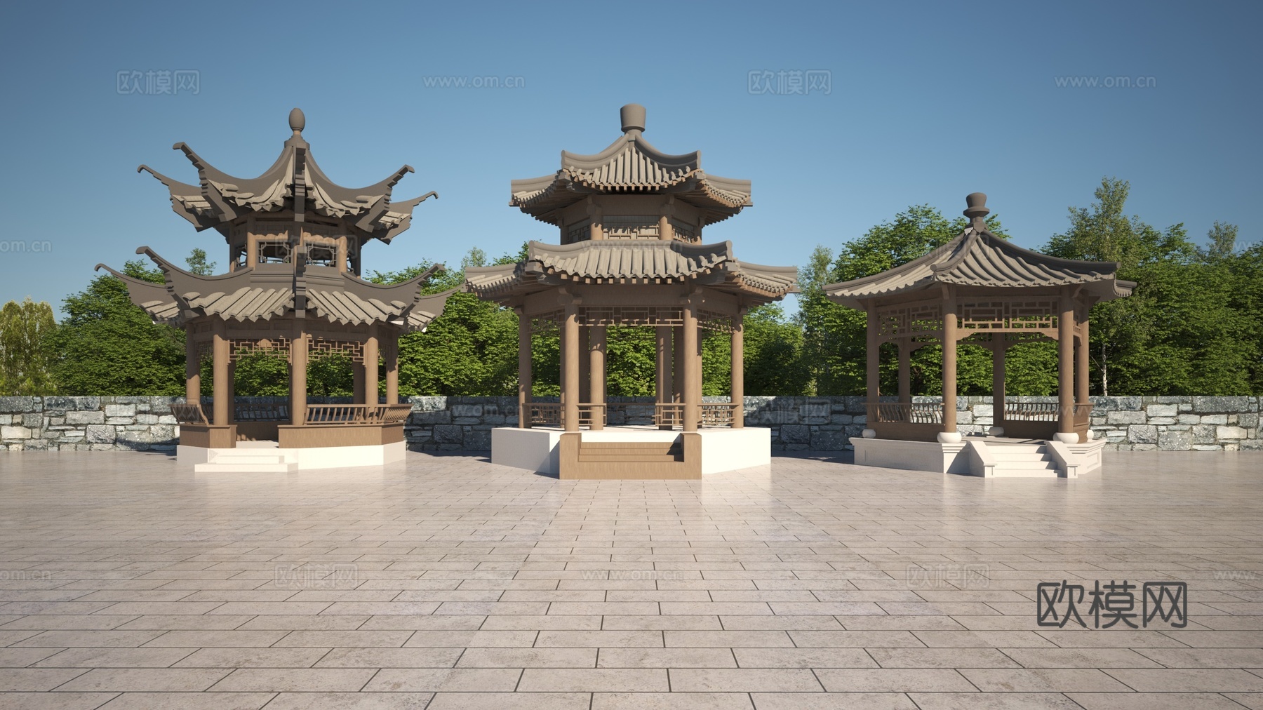中式亭子3d模型