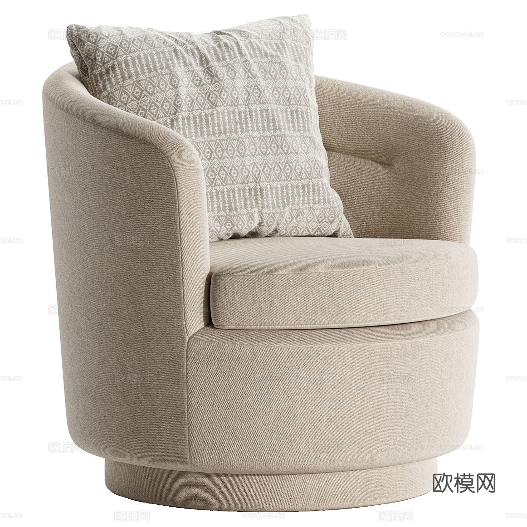 现代奶油风布艺扶手椅3d模型
