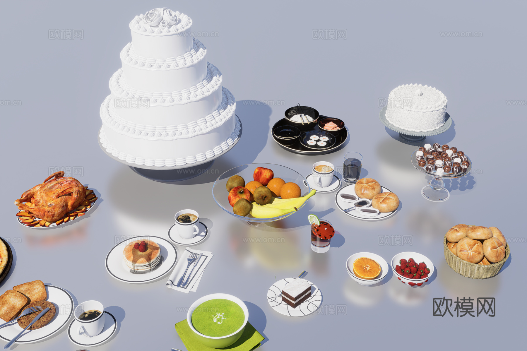 西餐食物3d模型