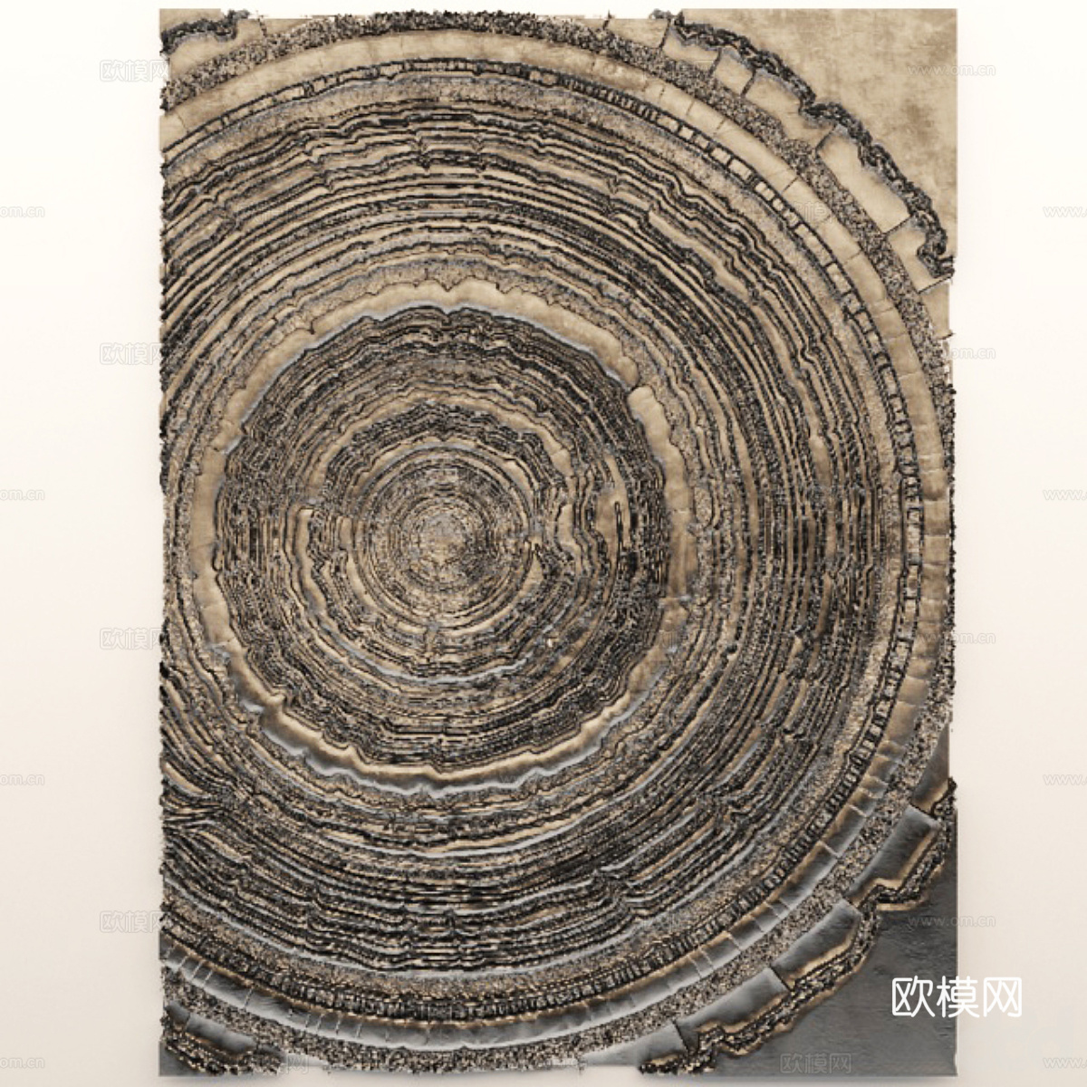 抽象墙饰 木纹年轮装饰画 木桩艺术画 树木年轮装饰画3d模型