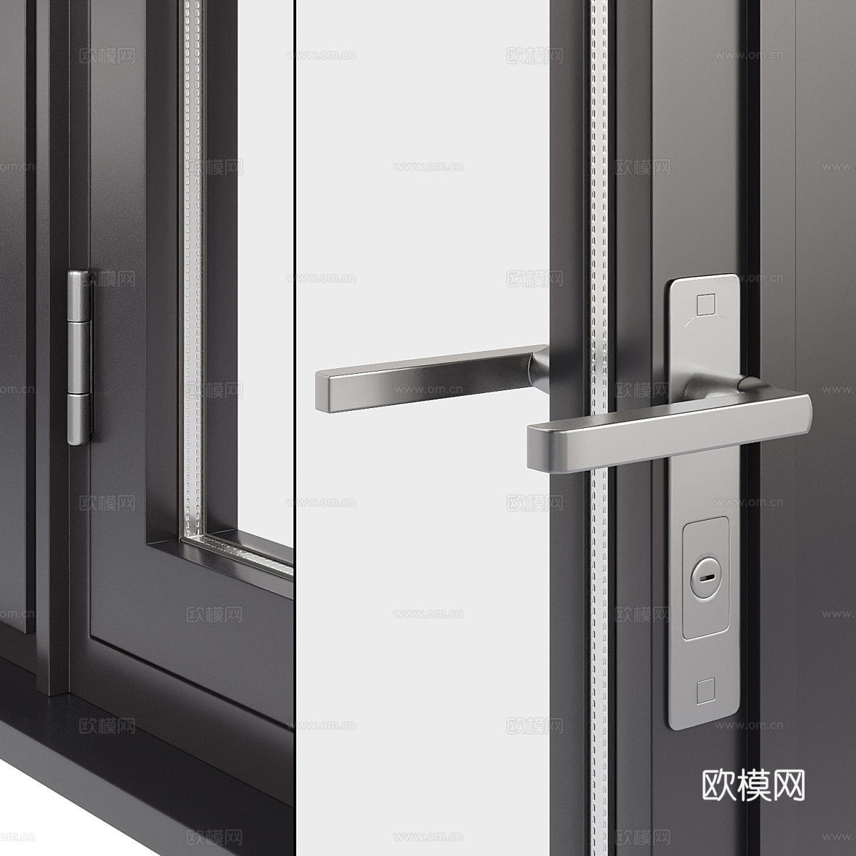 现代意式极简玻璃门窗3d模型