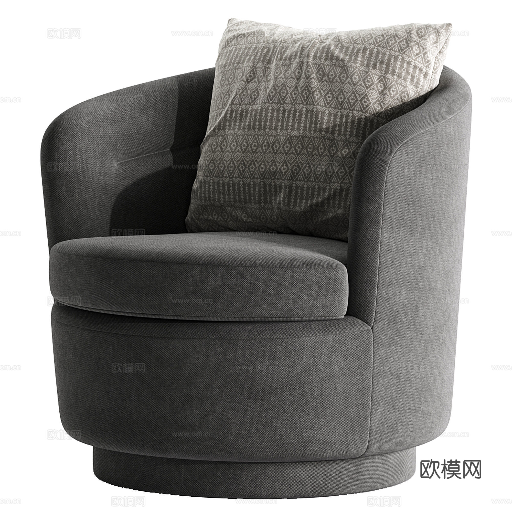 现代奶油风布艺扶手椅3d模型