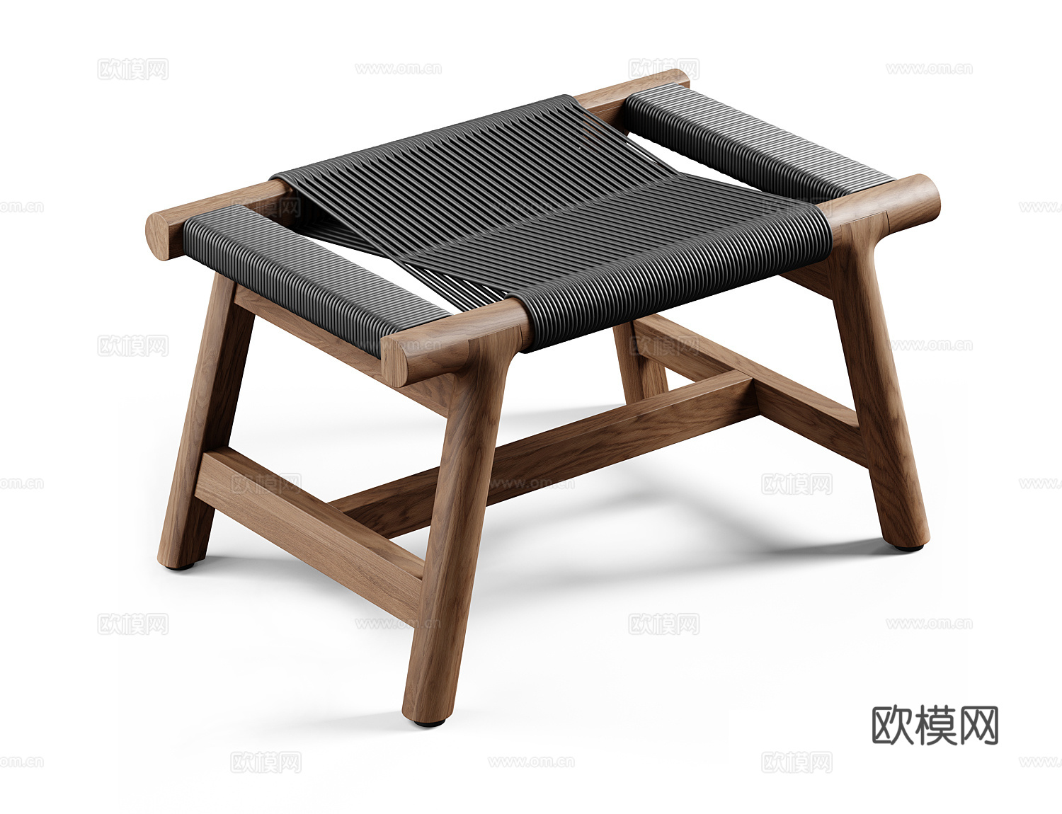 实木麻绳矮凳3d模型