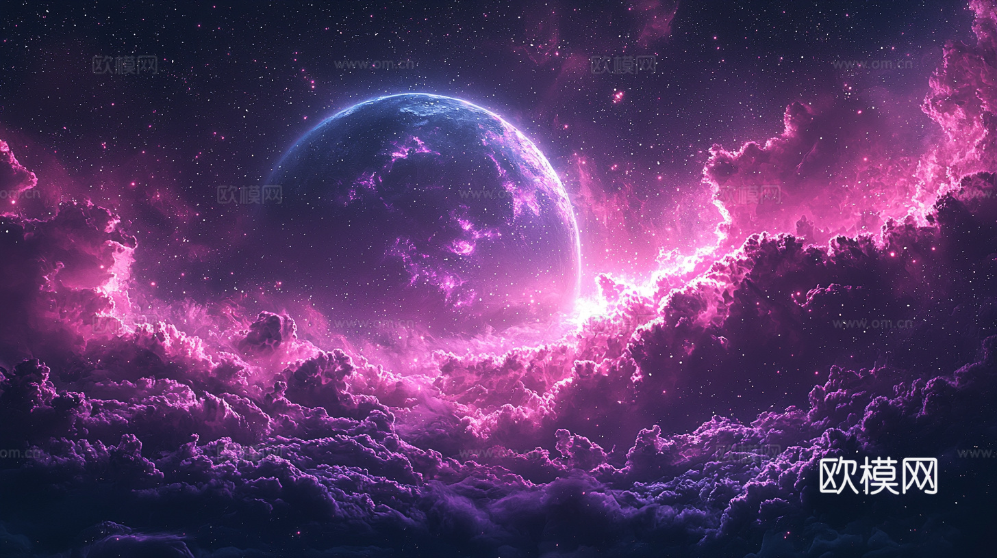 梦幻云彩科幻电视屏幕
