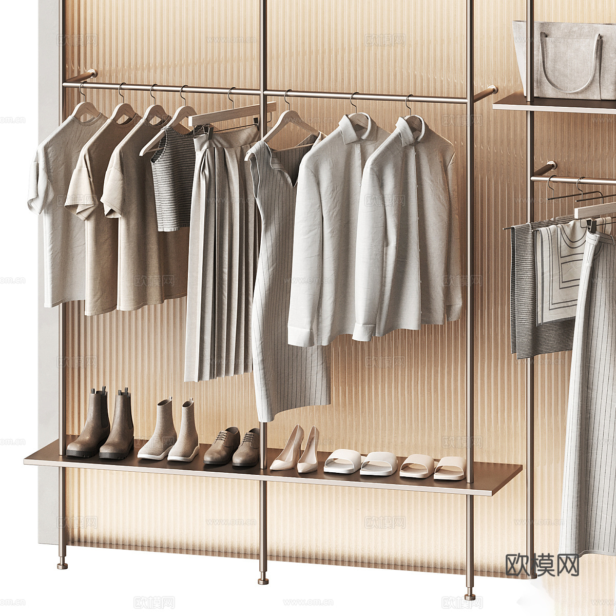 现代服装店衣服展示架3d模型