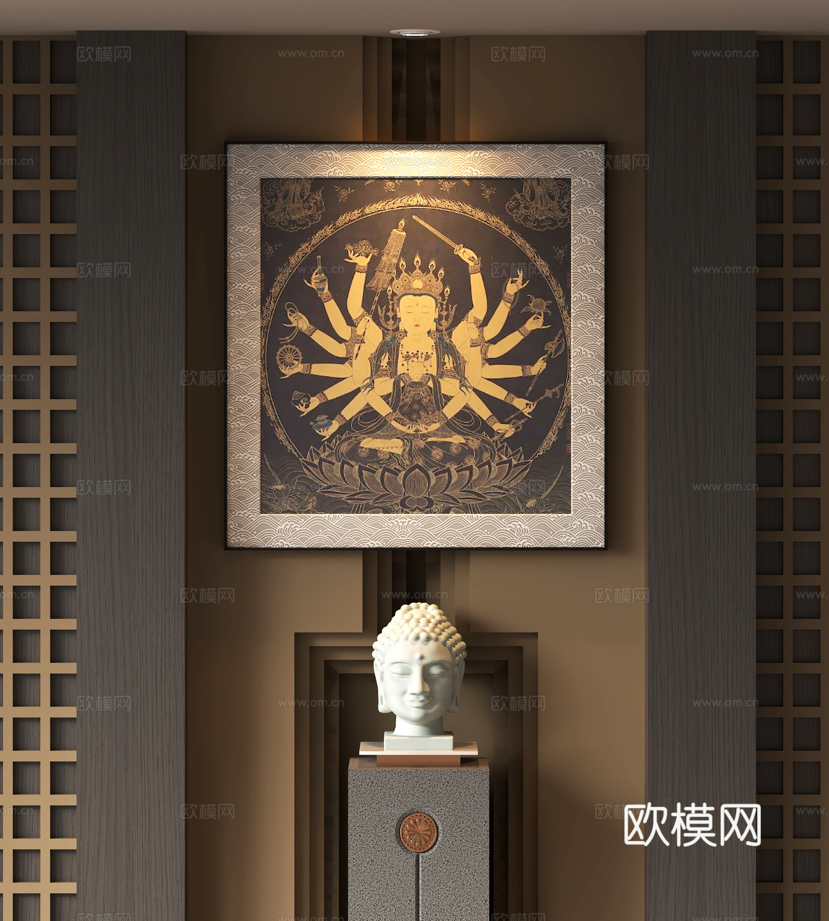 中古风装饰挂画 雕塑摆件3d模型