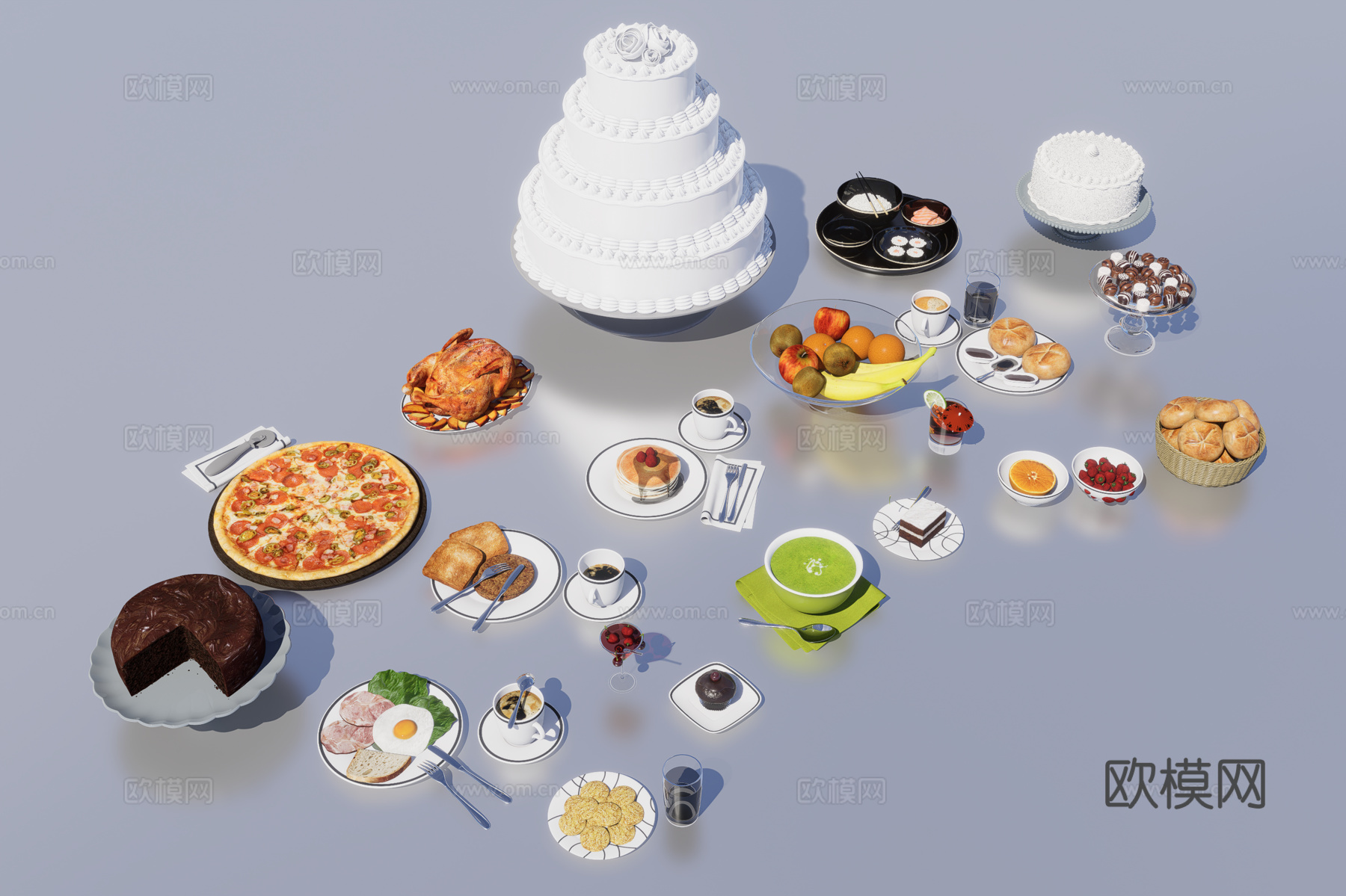 西餐食物3d模型