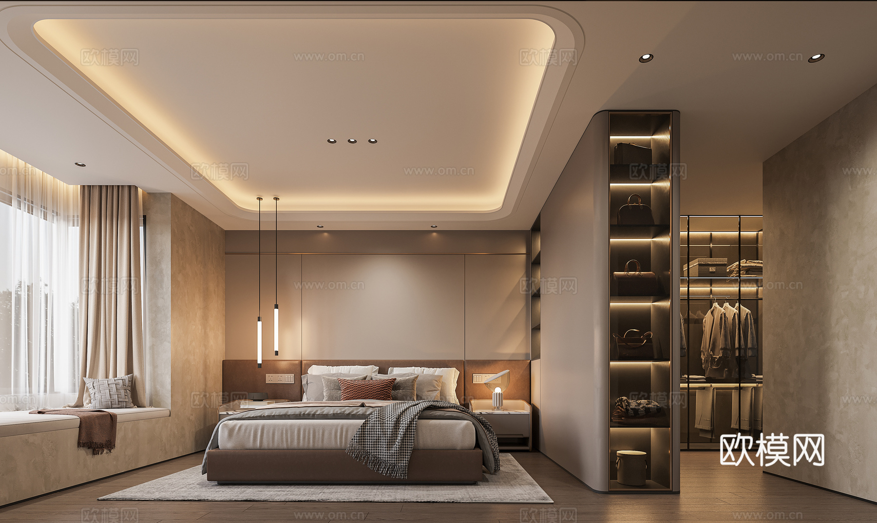 现代卧室3d模型下载（渲染图1）