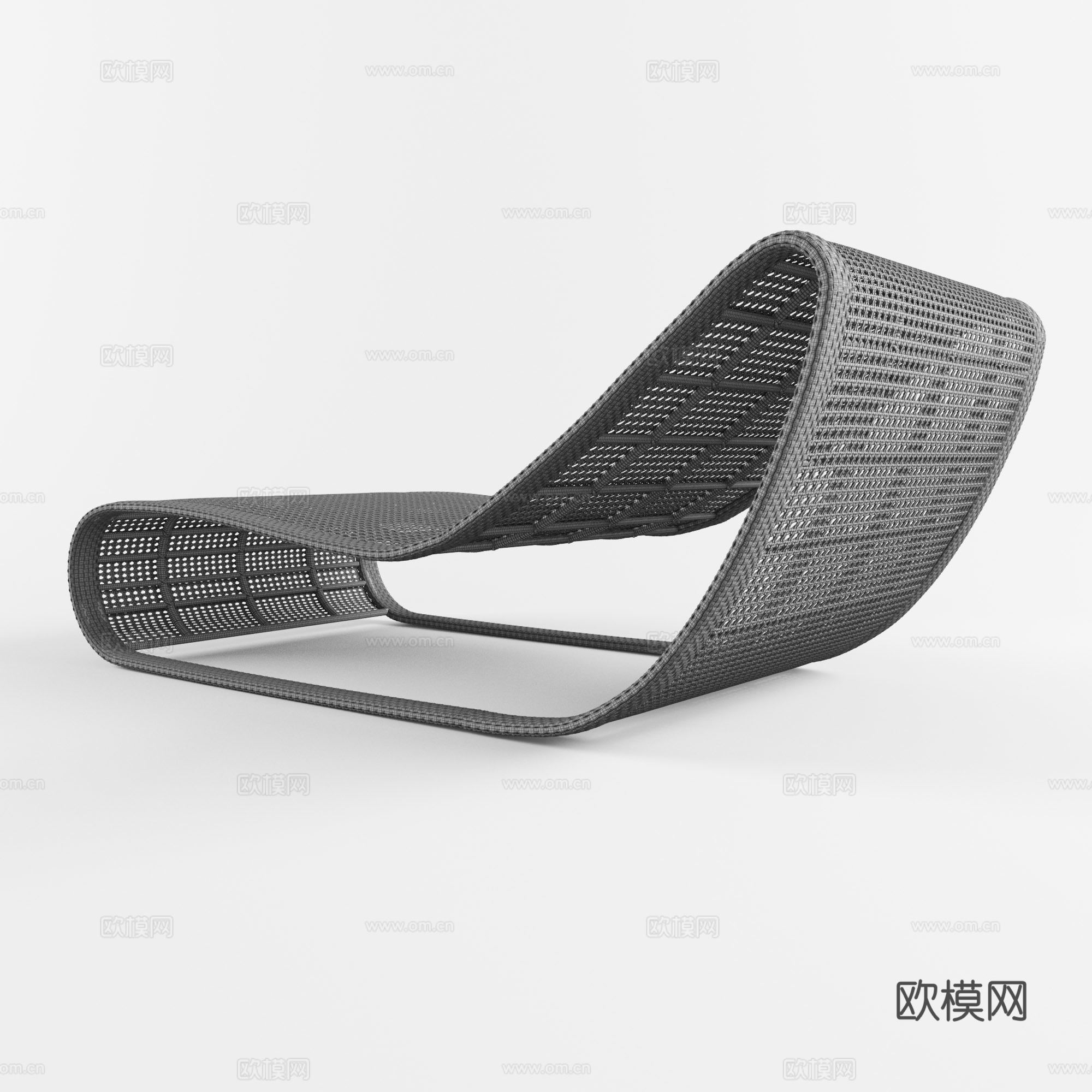 新中式藤编躺椅3d模型