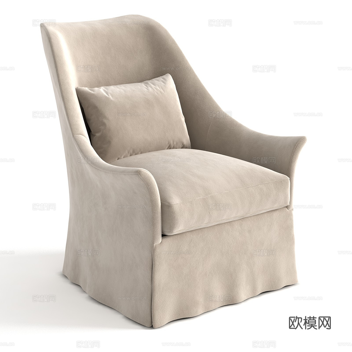 美式简约布艺沙发椅3d模型